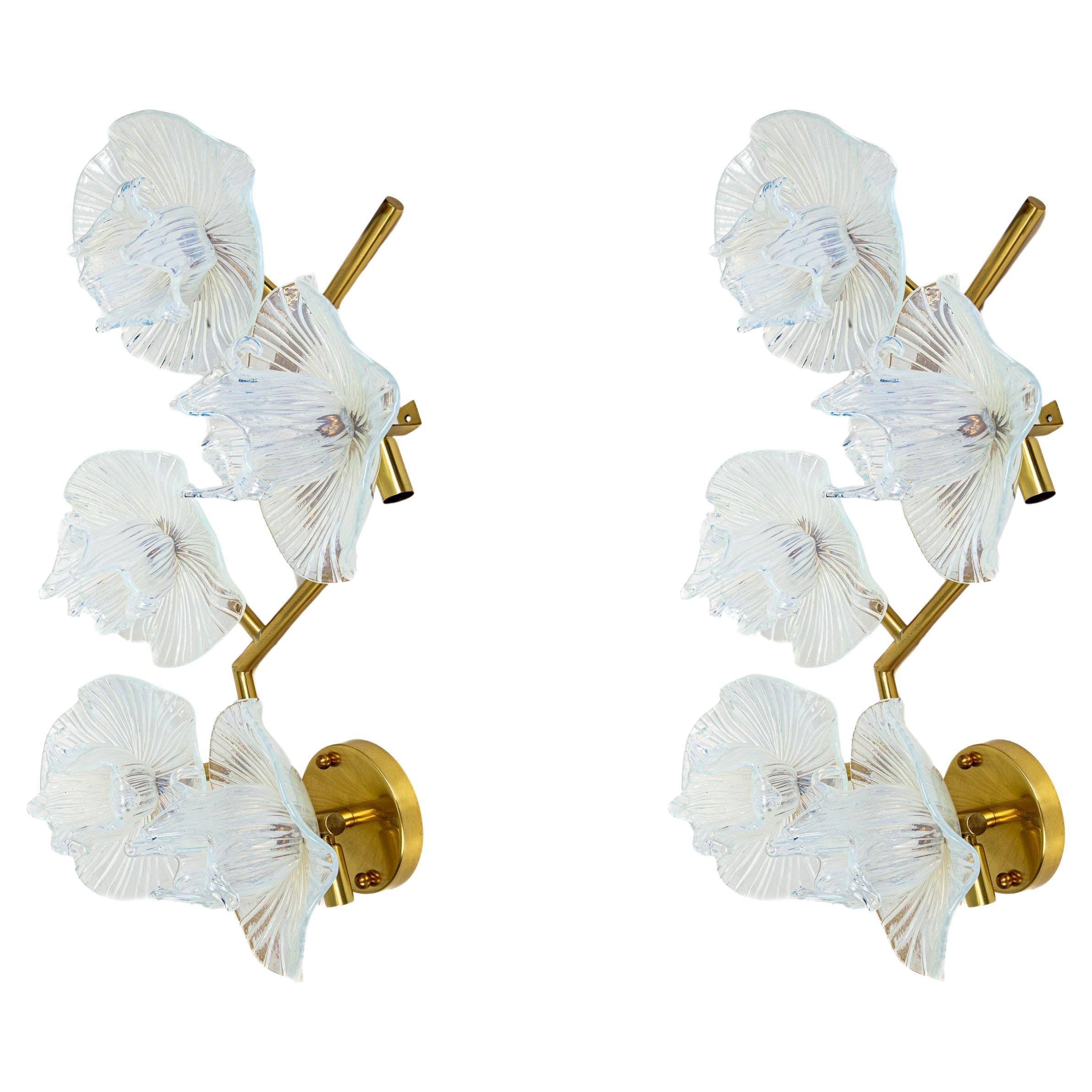 Large Organic Modern Murano Floral Wall/Ceiling Light For Sale