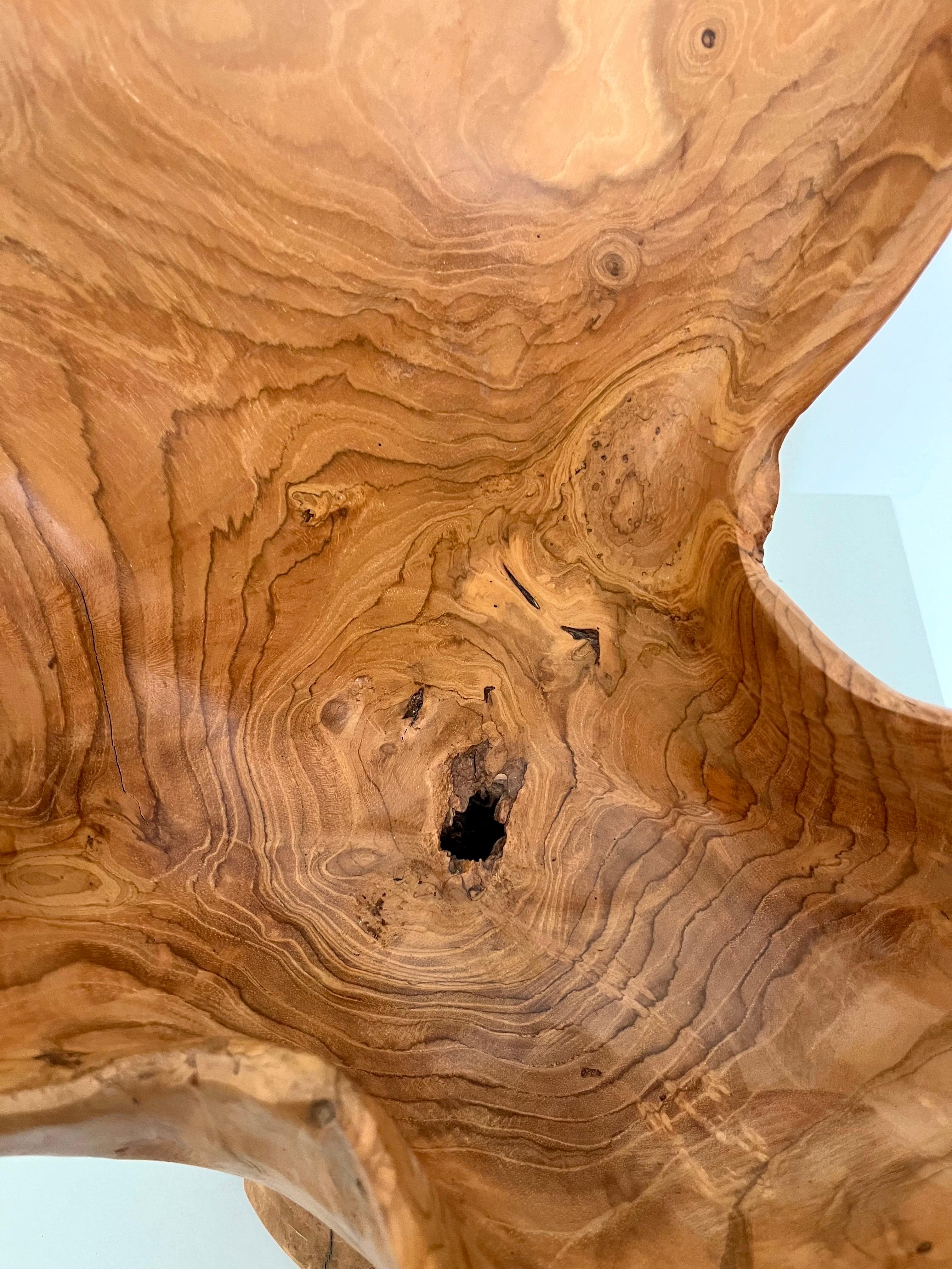 Grand bol sculpté en ronce de bois organique et moderne, Indonésie, 1970 en vente 5