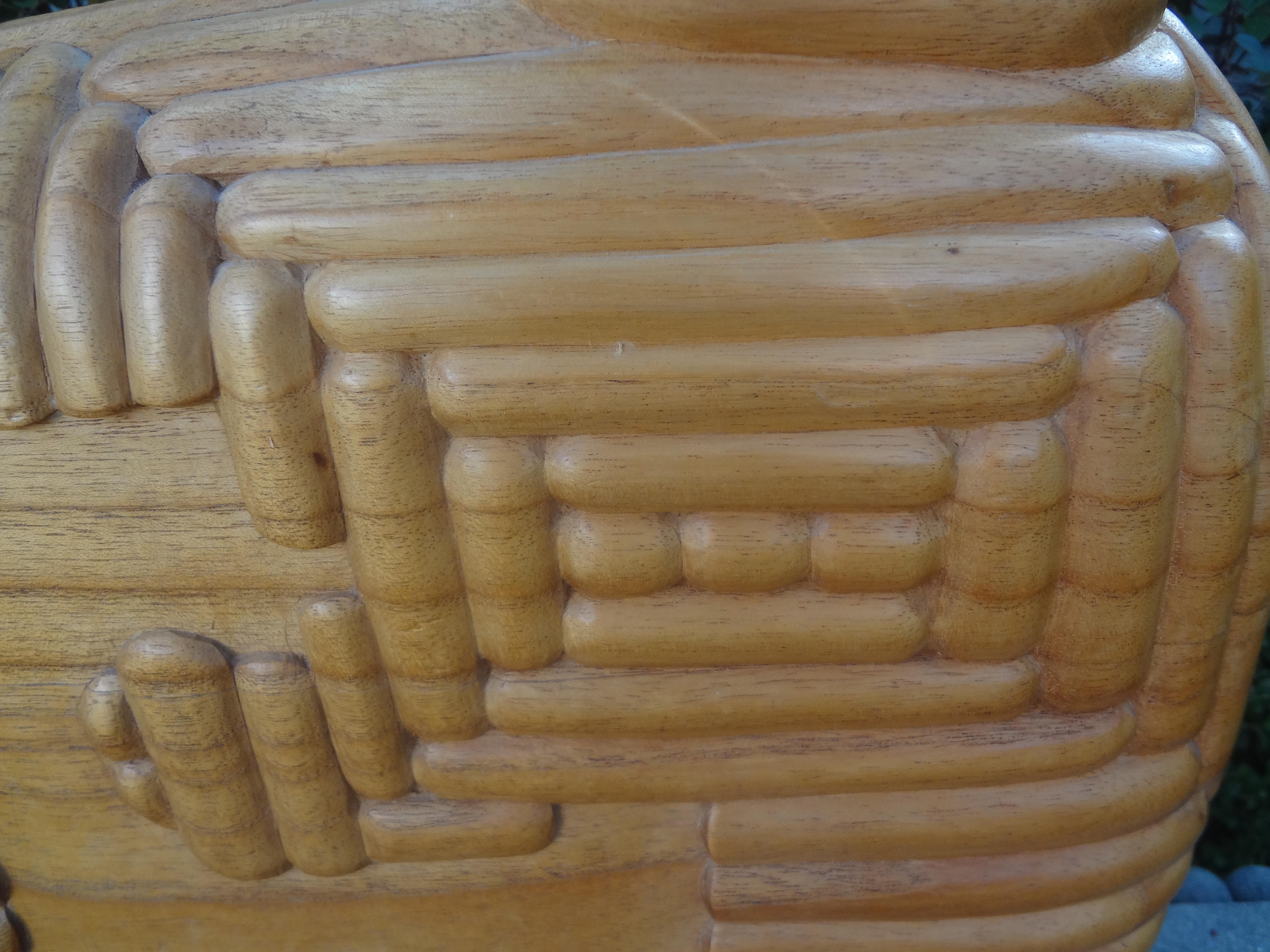 20th Century Large Organic Modern Sculptural Carved Wood Vase or Vessel