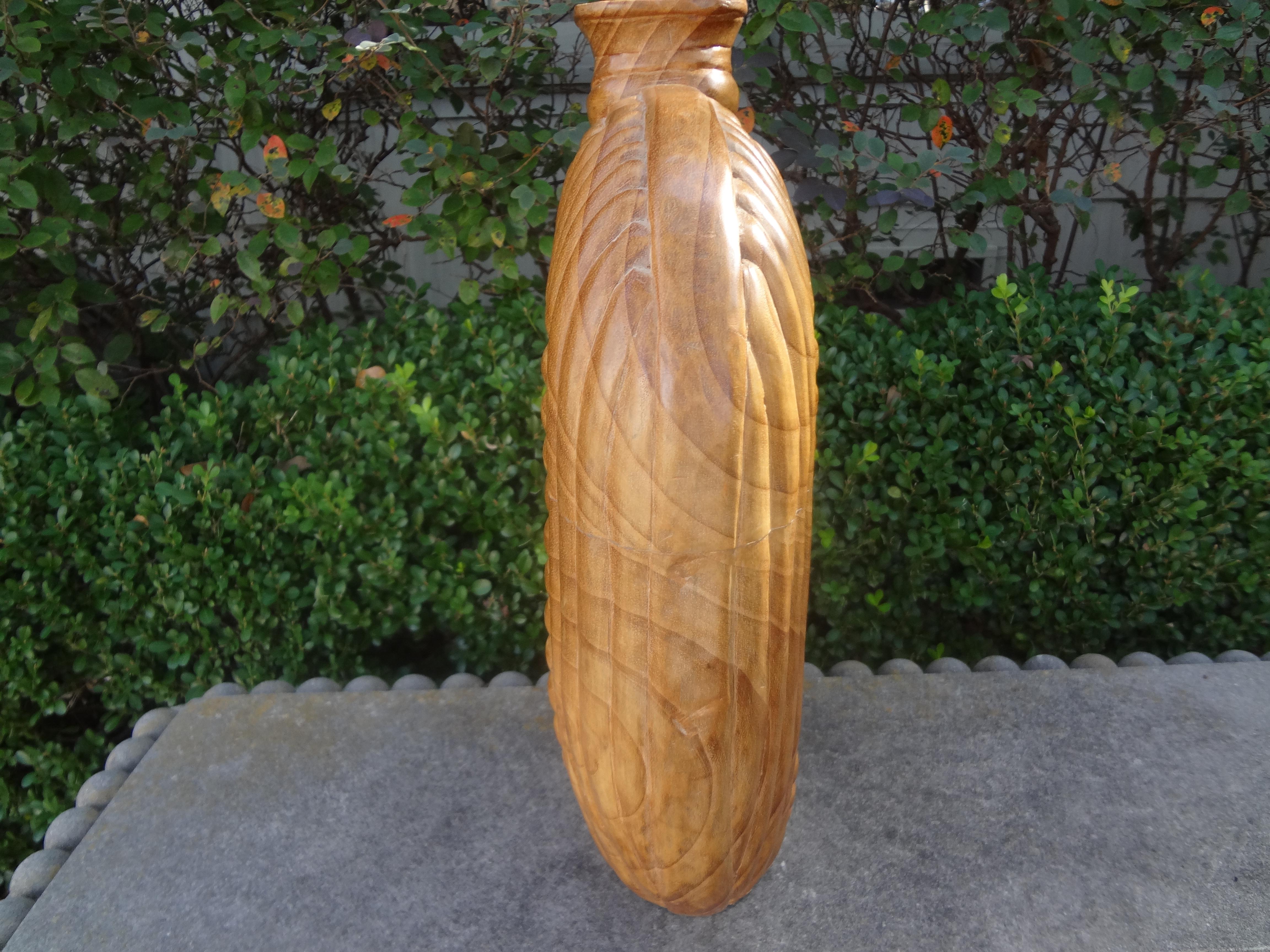 Large Organic Modern Sculptural Carved Wood Vase or Vessel 3
