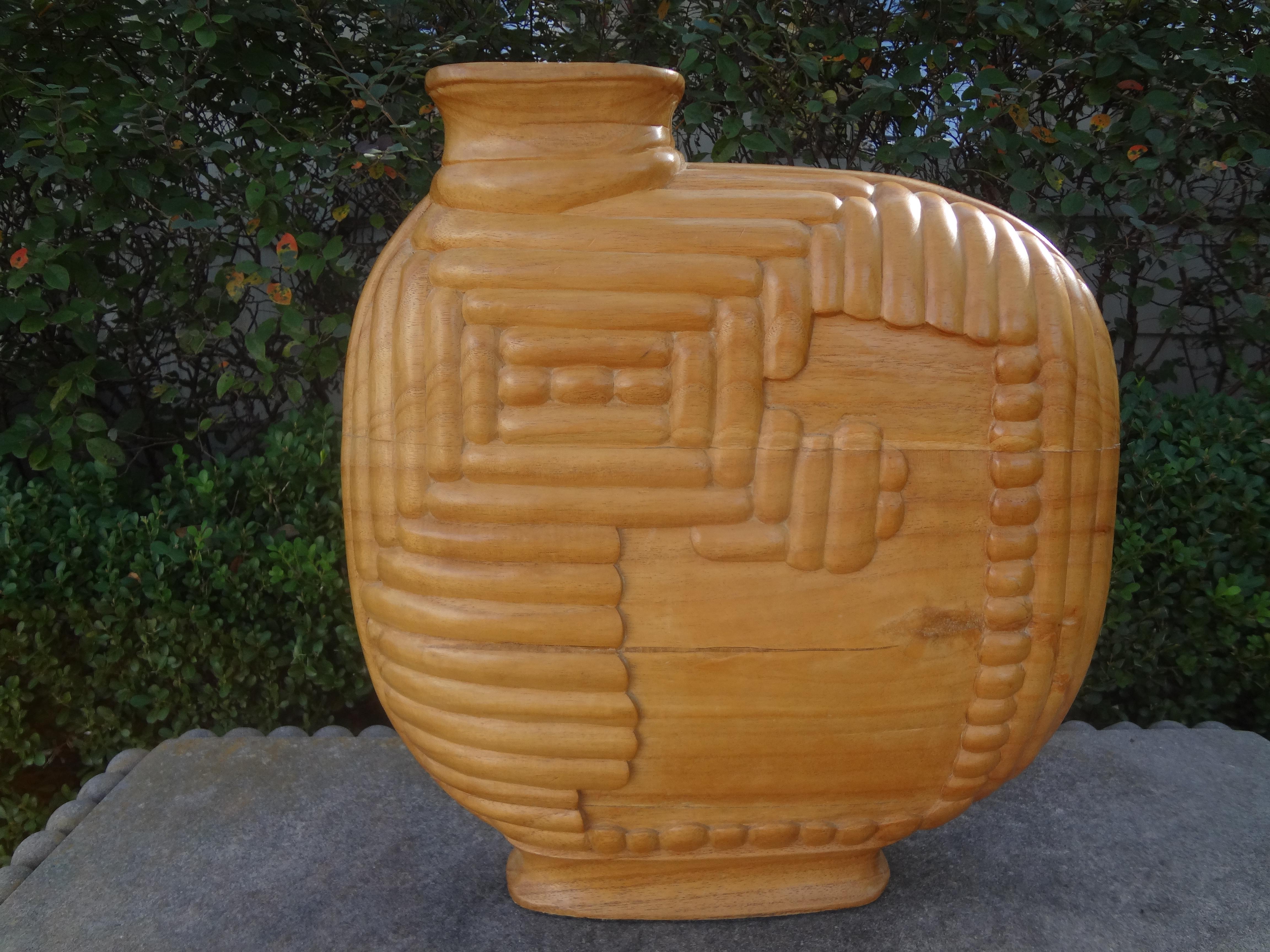 Large Organic Modern Sculptural Carved Wood Vase or Vessel 4