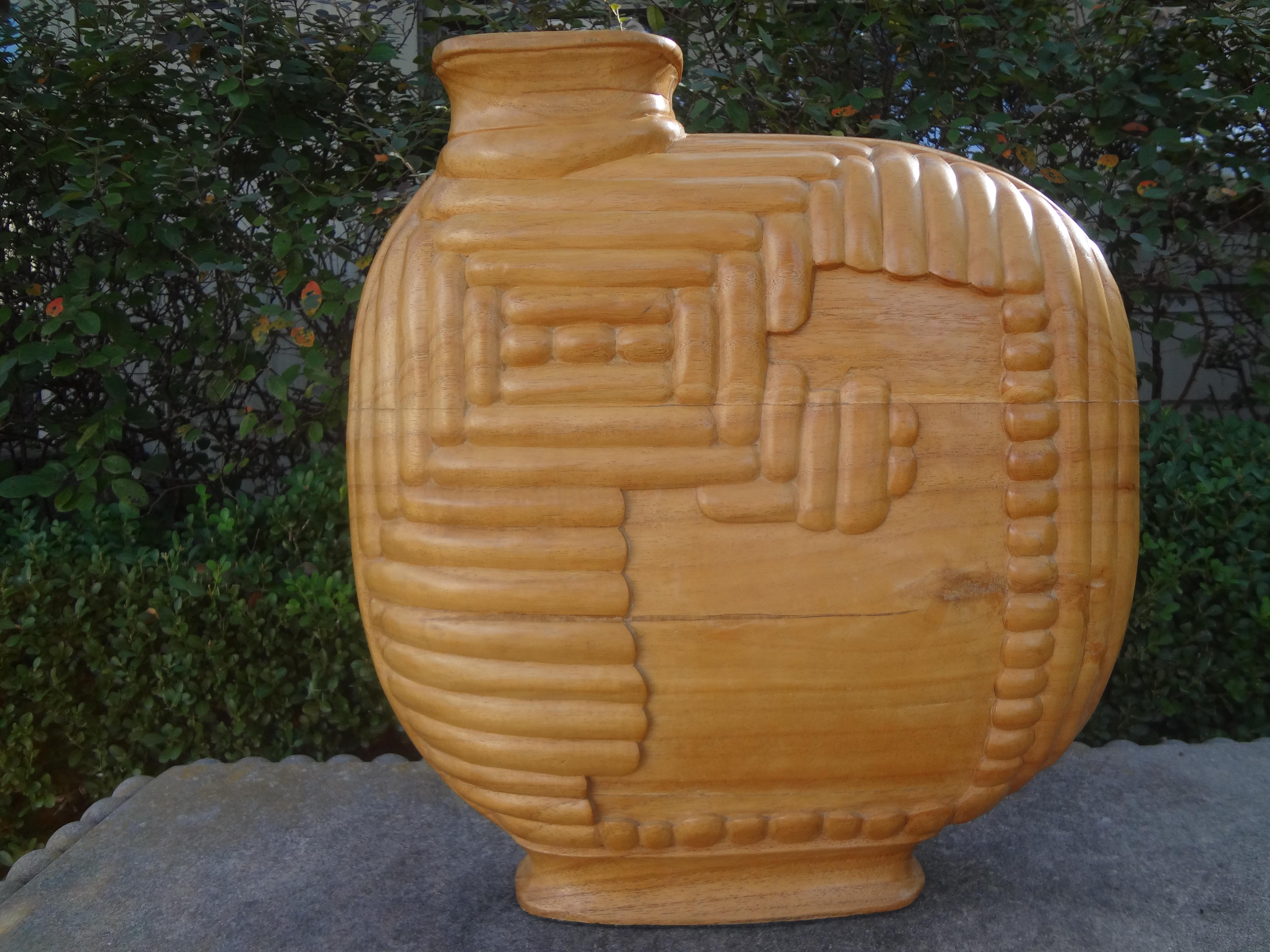 Large Organic Modern Sculptural Carved Wood Vase or Vessel 5