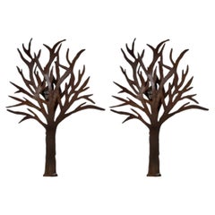 Pareja de candelabros orgánicos modernos de acero soldado en forma de árbol, hechos por artistas