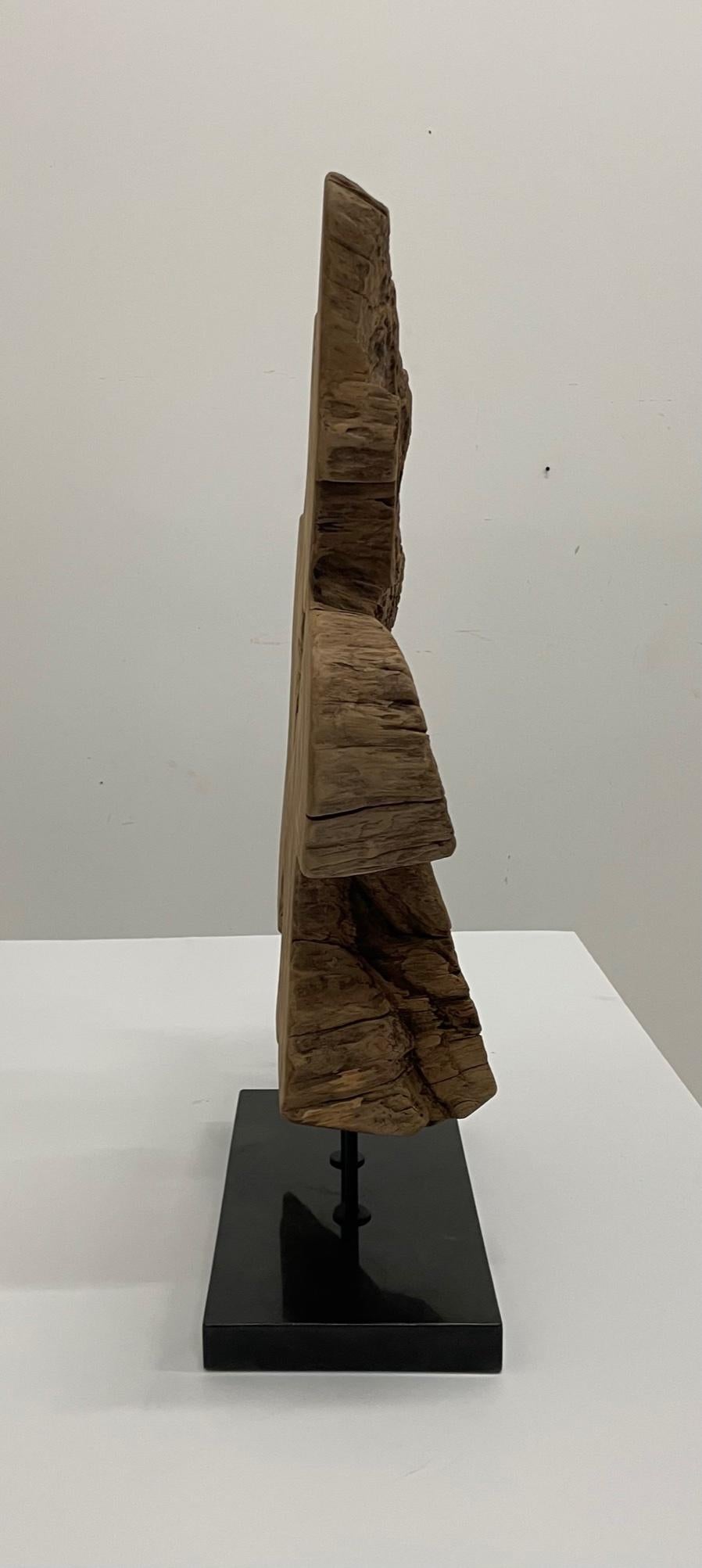 Large Organic Modern Wood Sculpture on Granite Base In Good Condition In Hopewell, NJ