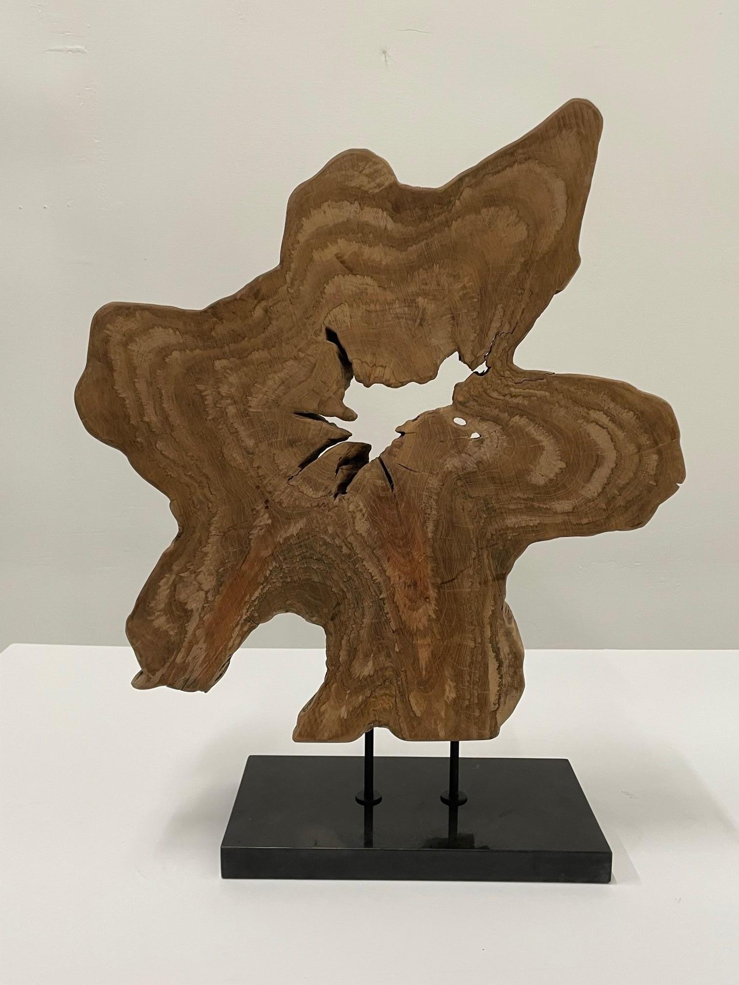 Large Organic Modern Wood Sculpture on Granite Base 4