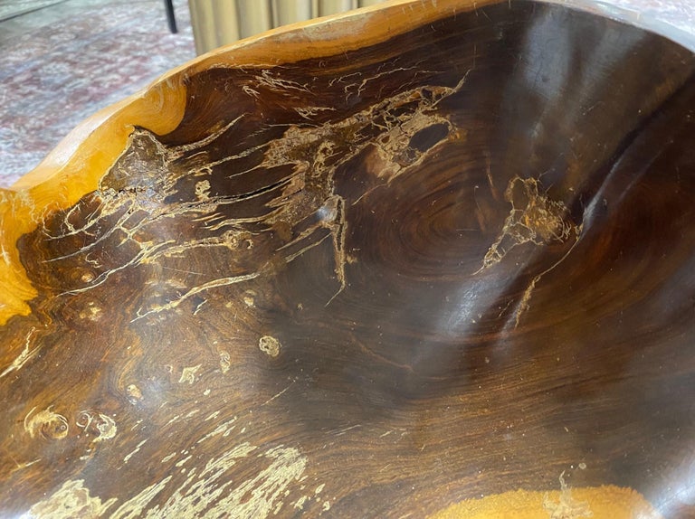 Large Organic Natural Free Form Live Edge Sculptural Root Wood Bowl For Sale at 1stDibs