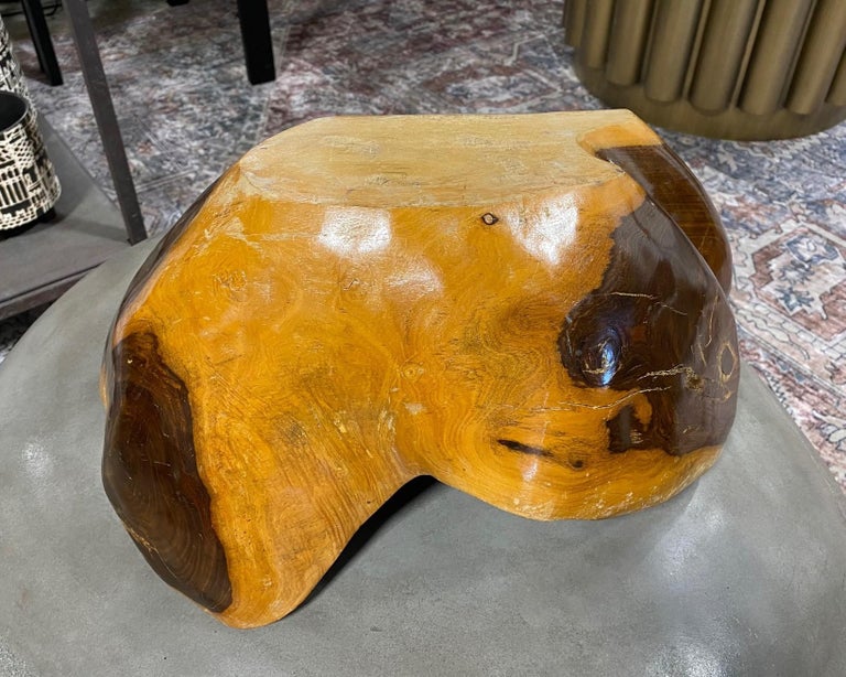 Large Organic Natural Free Form Live Edge Sculptural Root Wood Bowl For Sale at 1stDibs