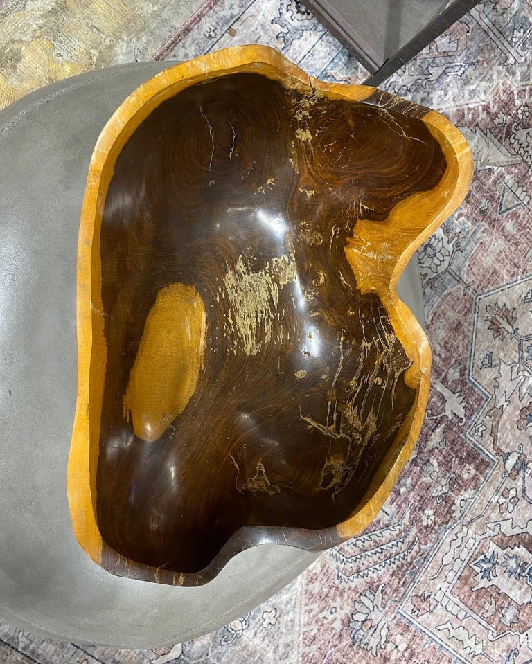 Large Organic Natural Free Form Live Edge Sculptural Root Wood Bowl For Sale at 1stDibs