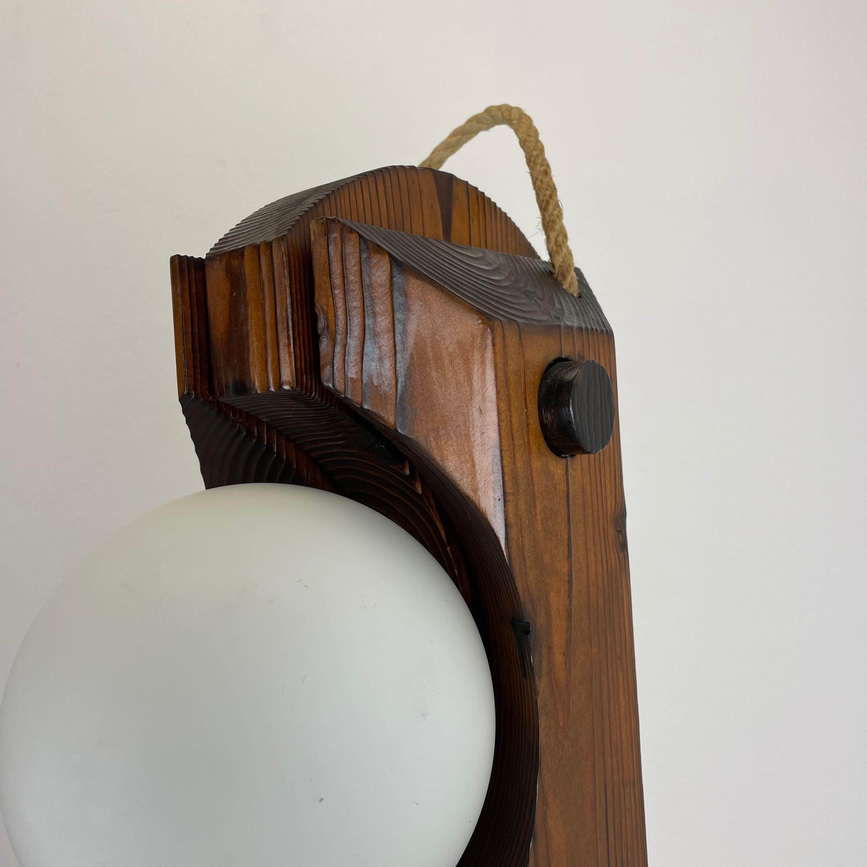 20th Century Large Organic Sculptural Pine Wooden Floor Light Made Temde Lights Germany 1970s For Sale