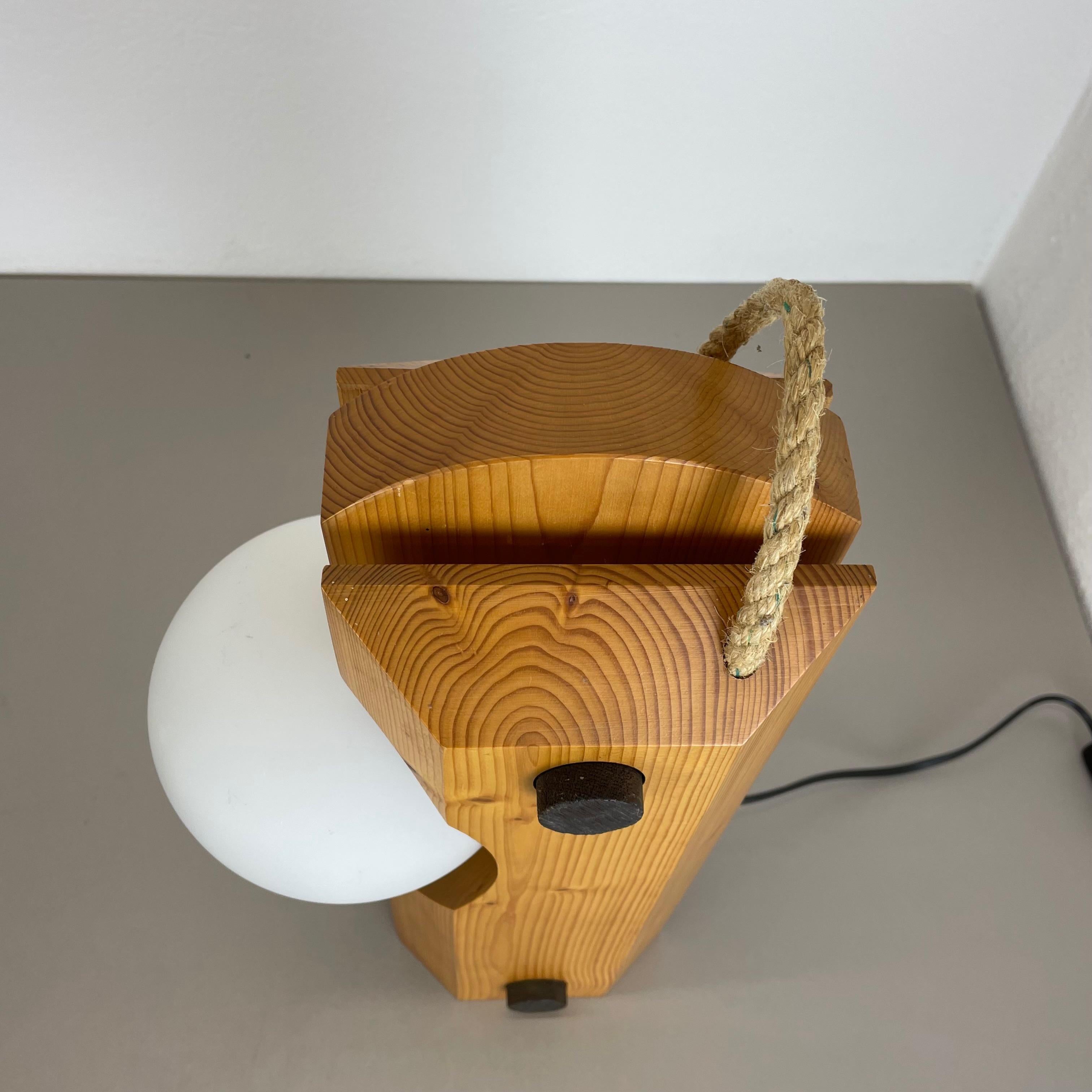 Large Organic Sculptural PINE Wooden Table Light by Temde Lights, Germany 1970s For Sale 7
