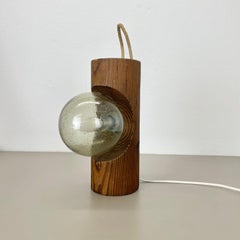 Large Organic Sculptural PINE Wooden Table Light by Temde Lights, Germany 1970s