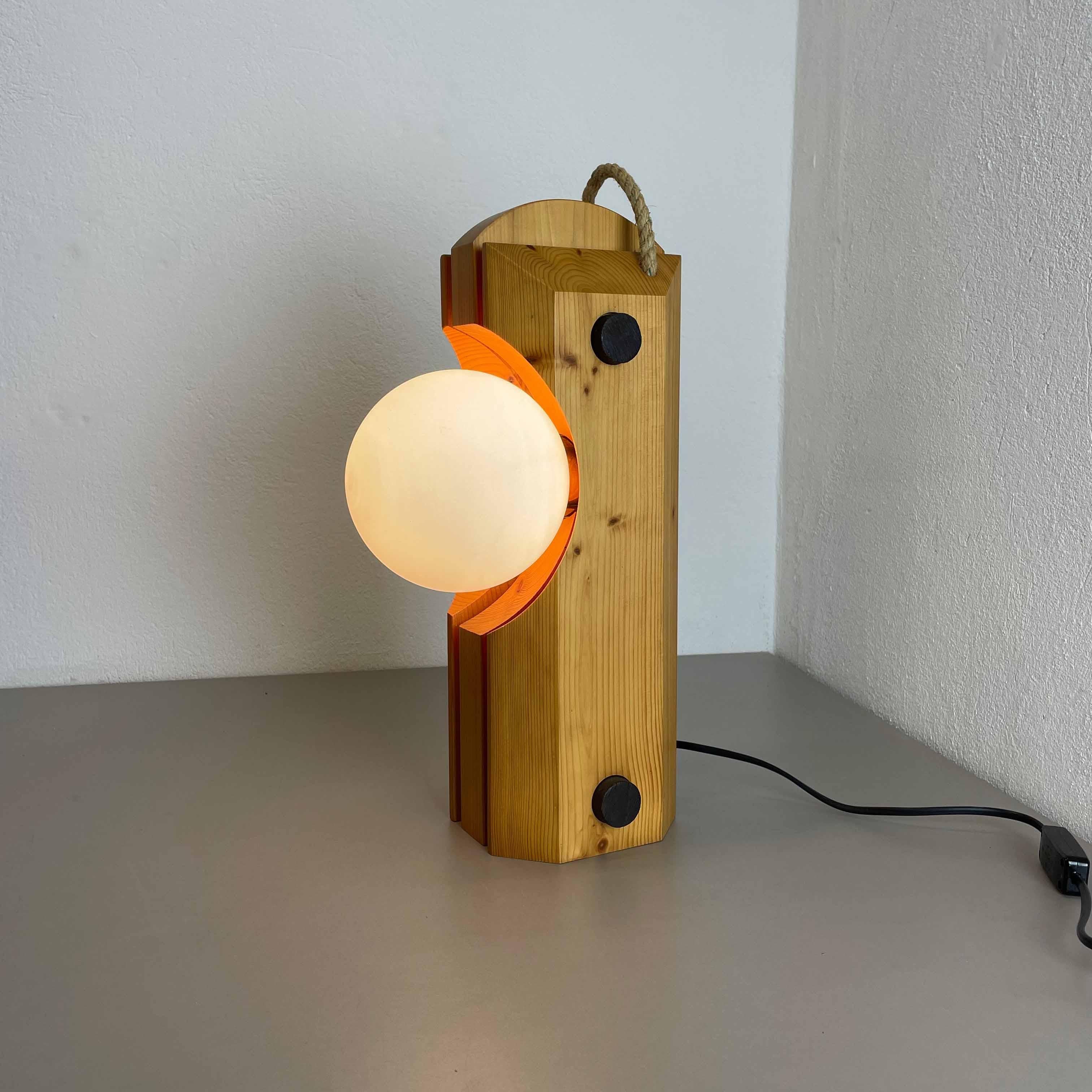 Large Organic Sculptural PINE Wooden Table Light by Temde Lights, Germany 1970s For Sale 14