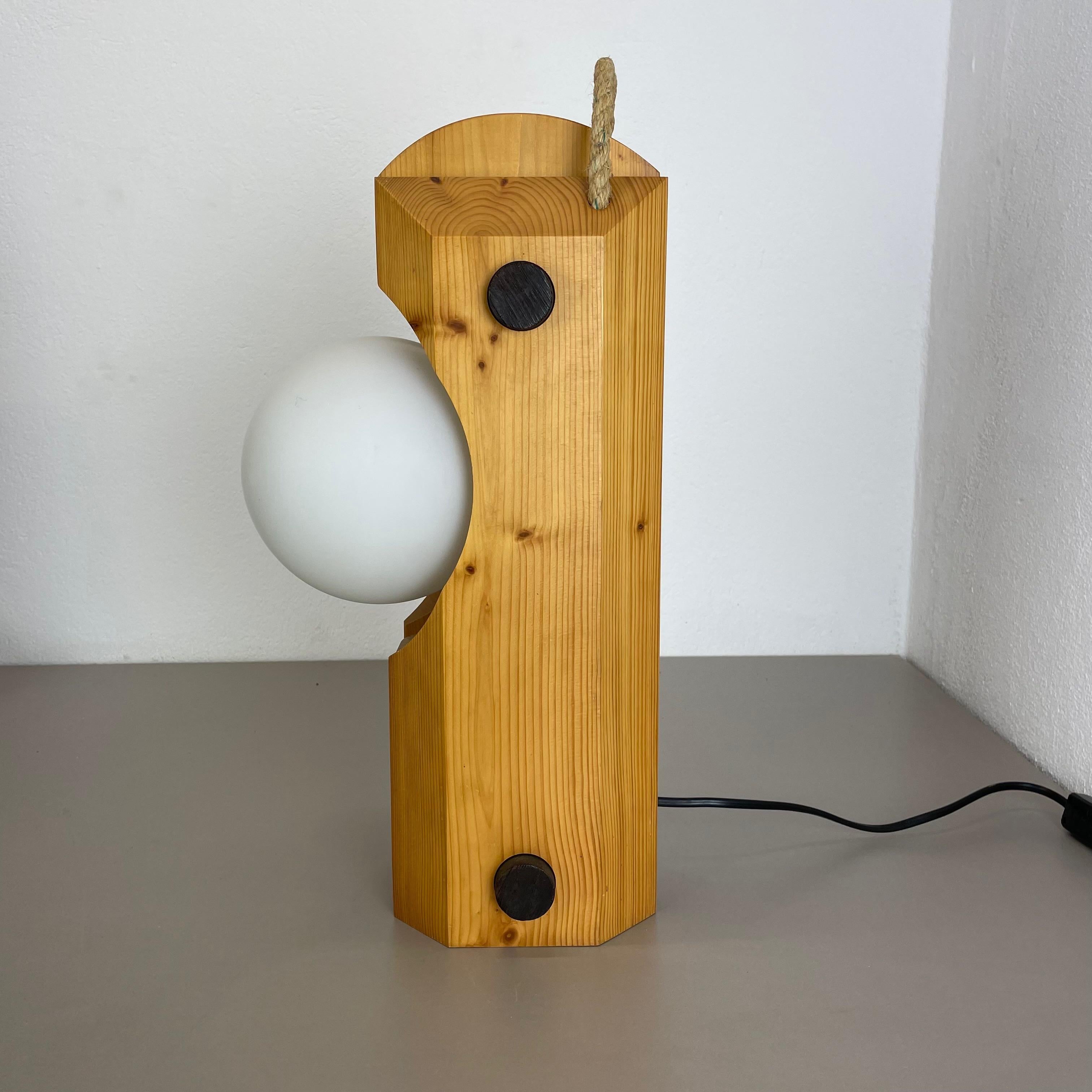 Mid-Century Modern Large Organic Sculptural PINE Wooden Table Light by Temde Lights, Germany 1970s For Sale