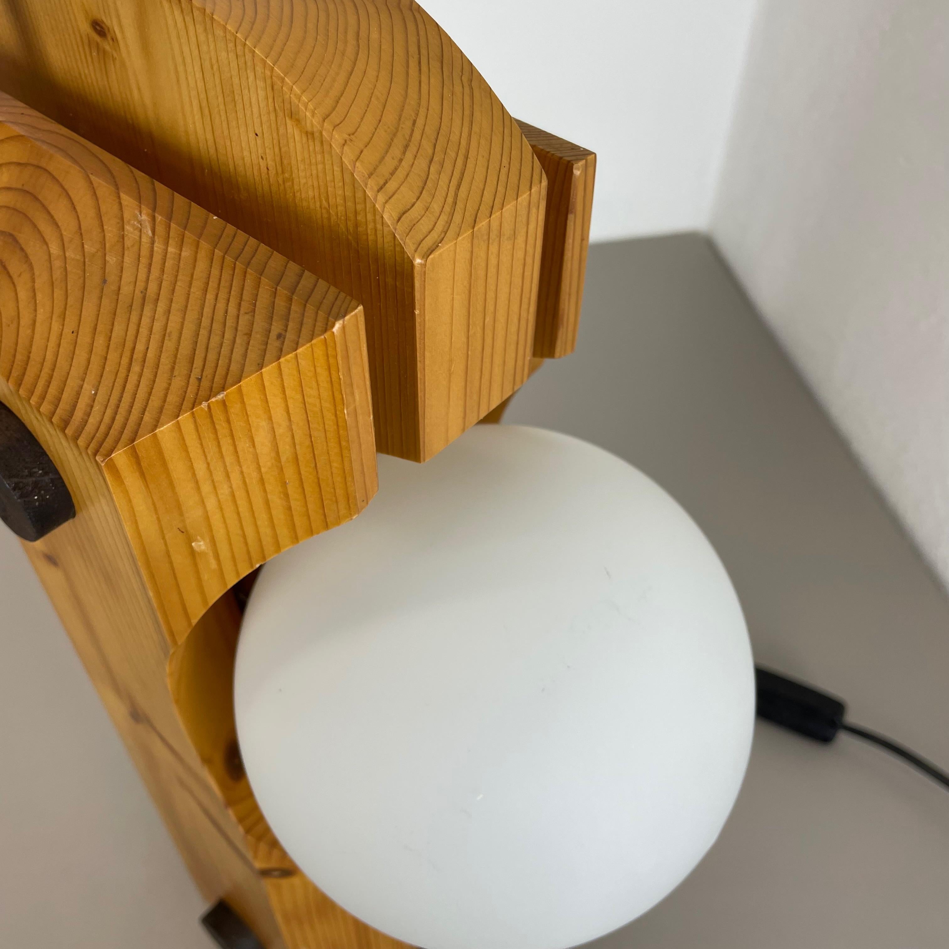 Large Organic Sculptural PINE Wooden Table Light by Temde Lights, Germany 1970s For Sale 1