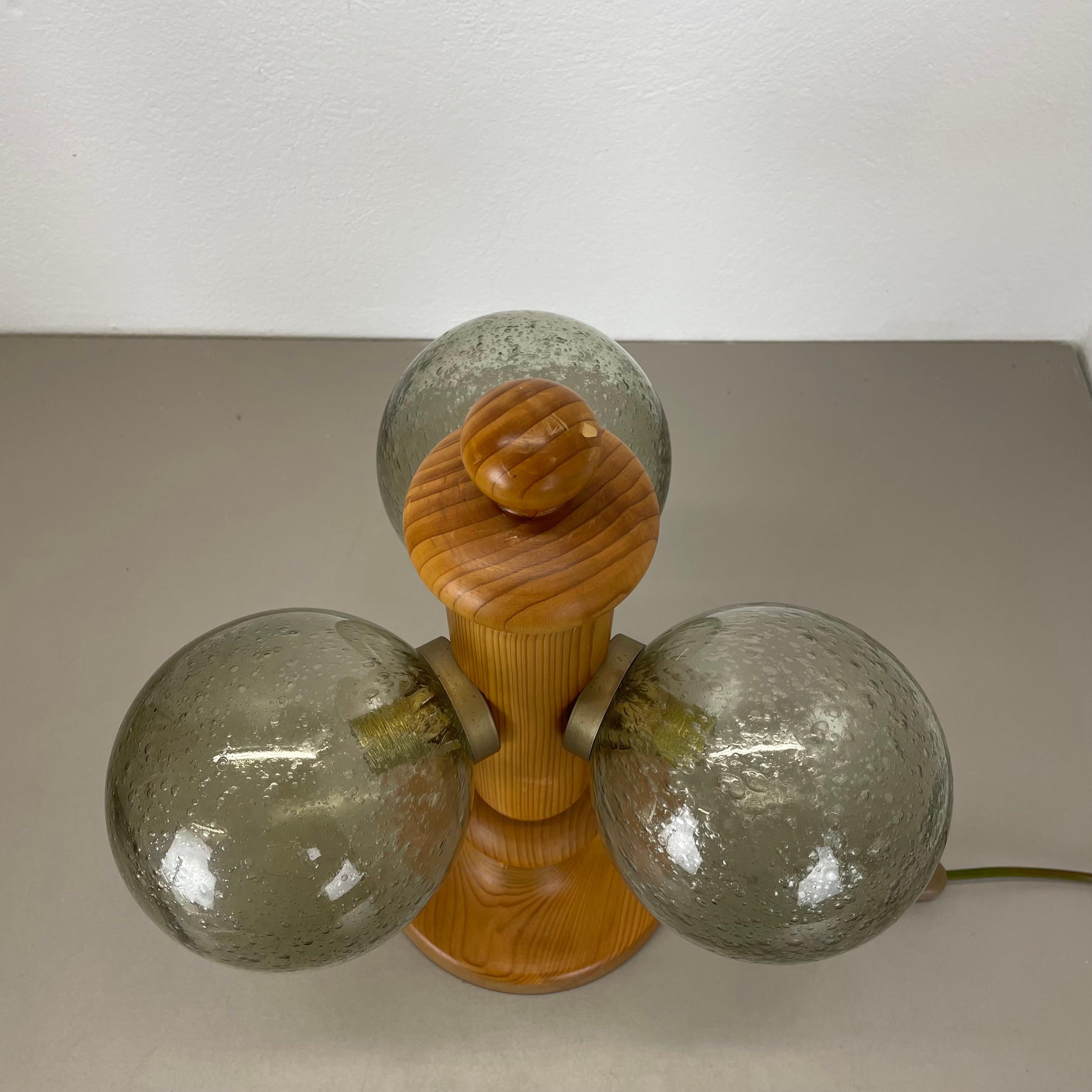 Verre Grande lampe de bureau sculpturale en bois organique PINE de Temde Lights, Allemagne, années 1970 en vente