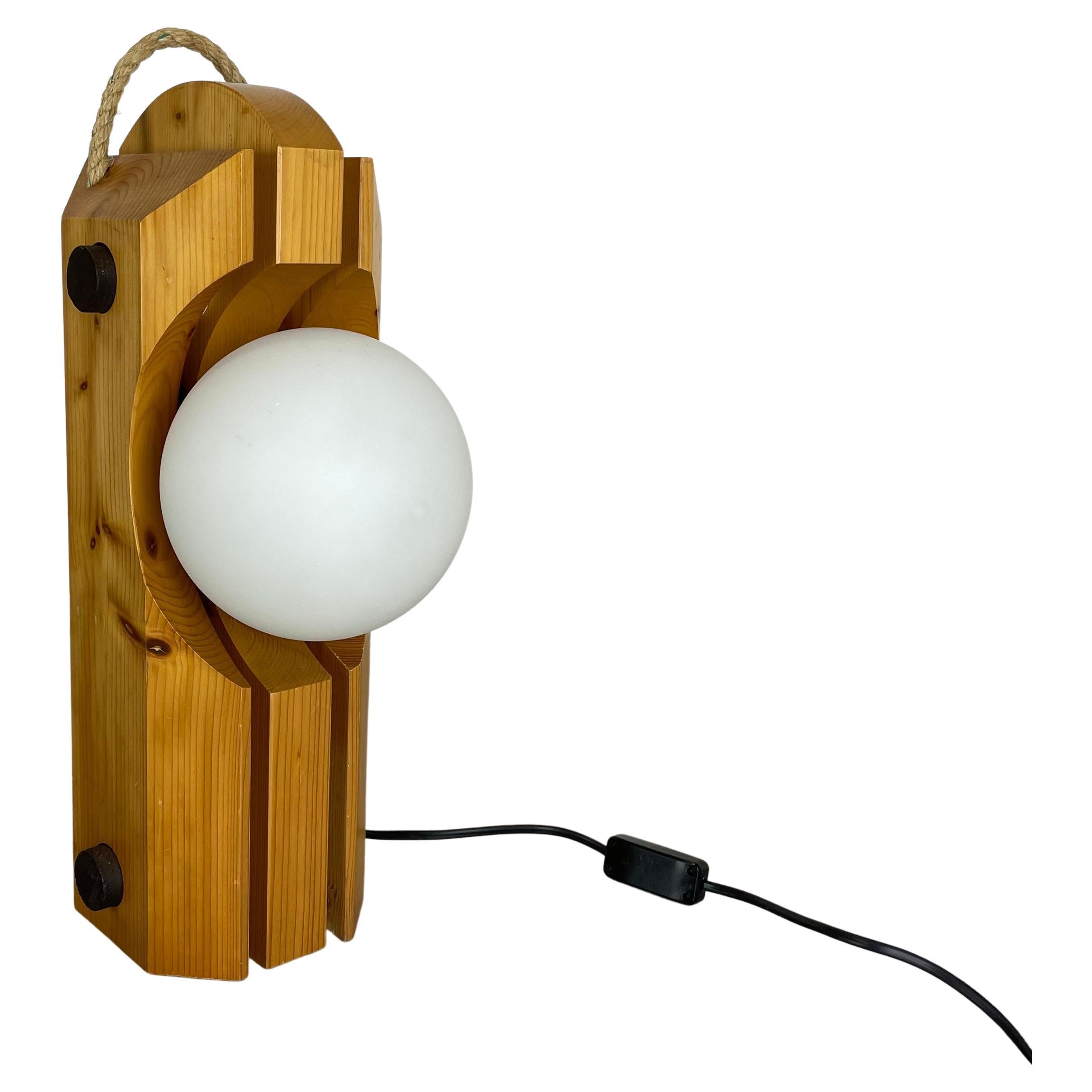 Large Organic Sculptural PINE Wooden Table Light by Temde Lights, Germany 1970s