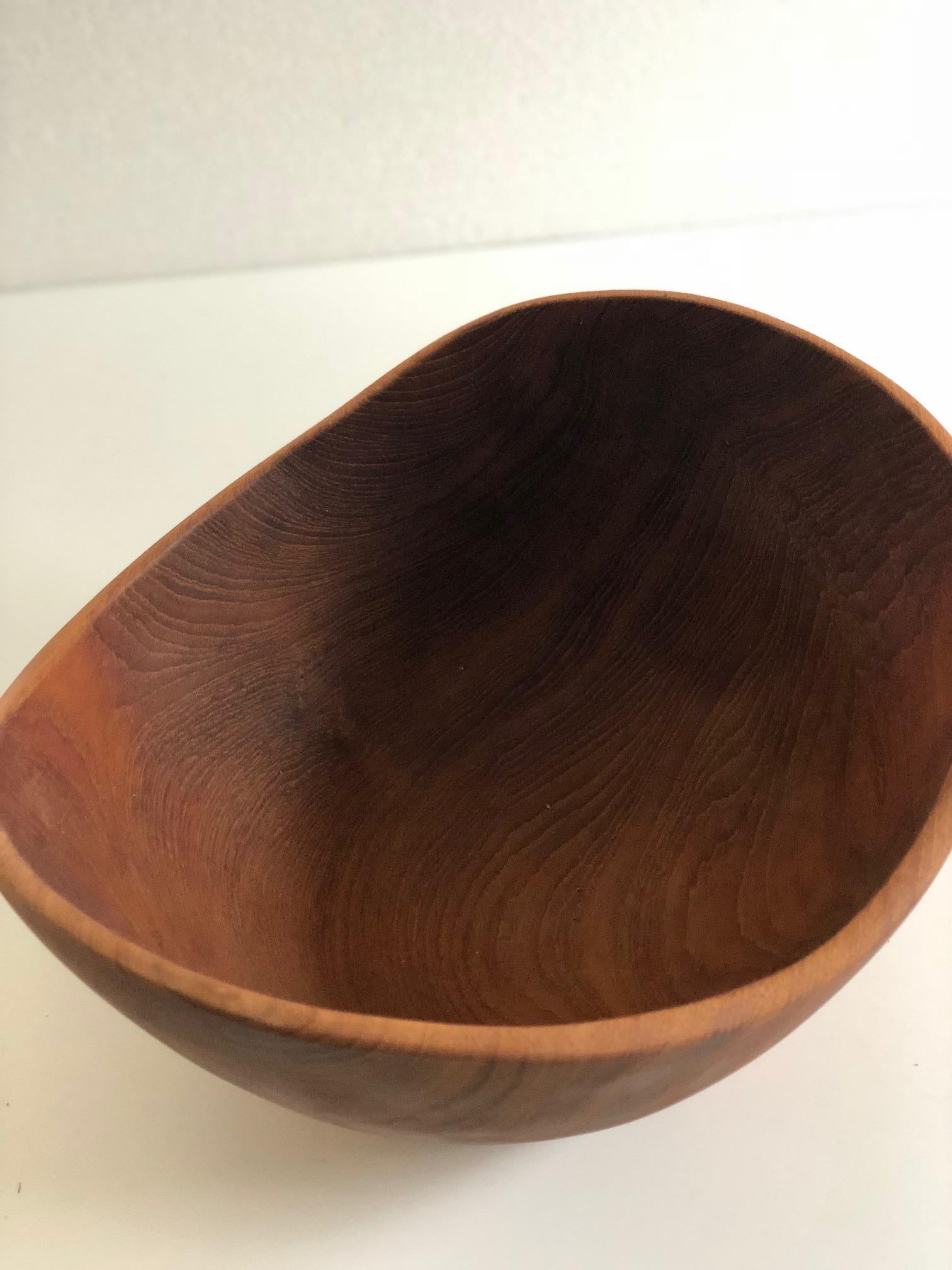 Mid-20th Century Large Organic Shaped Teak Bowl from Denmark, 1960s For Sale