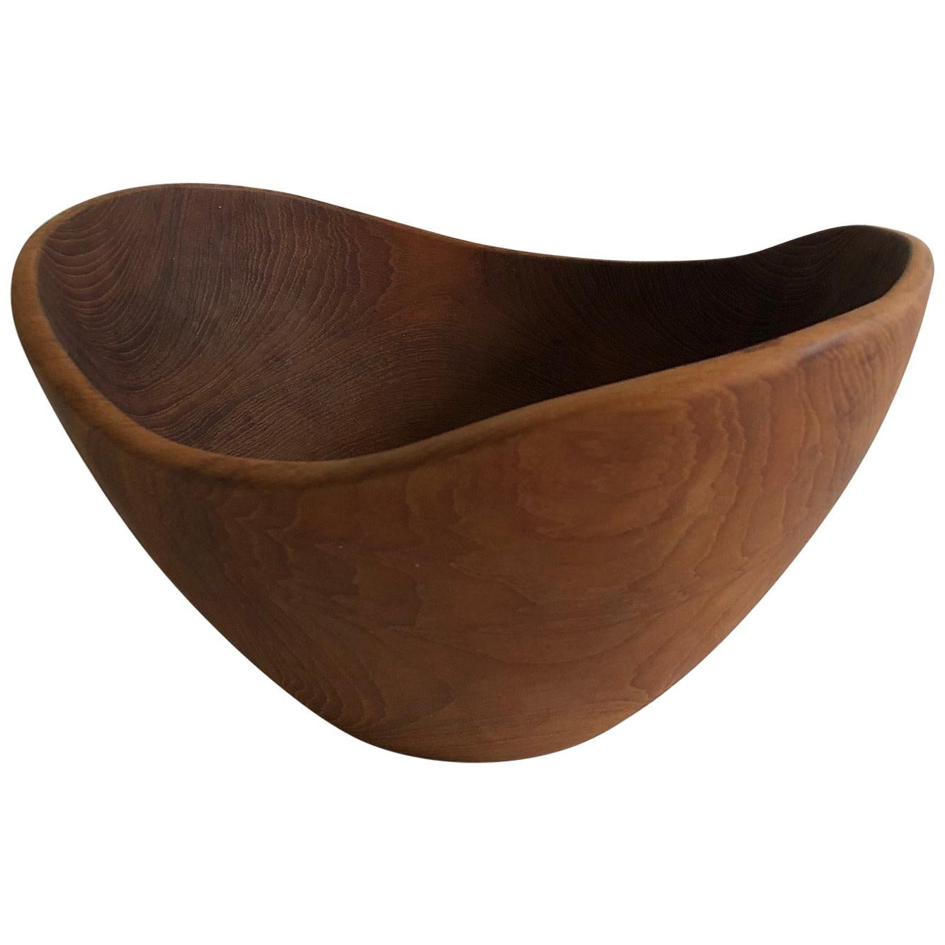Large Organic Shaped Teak Bowl from Denmark, 1960s For Sale