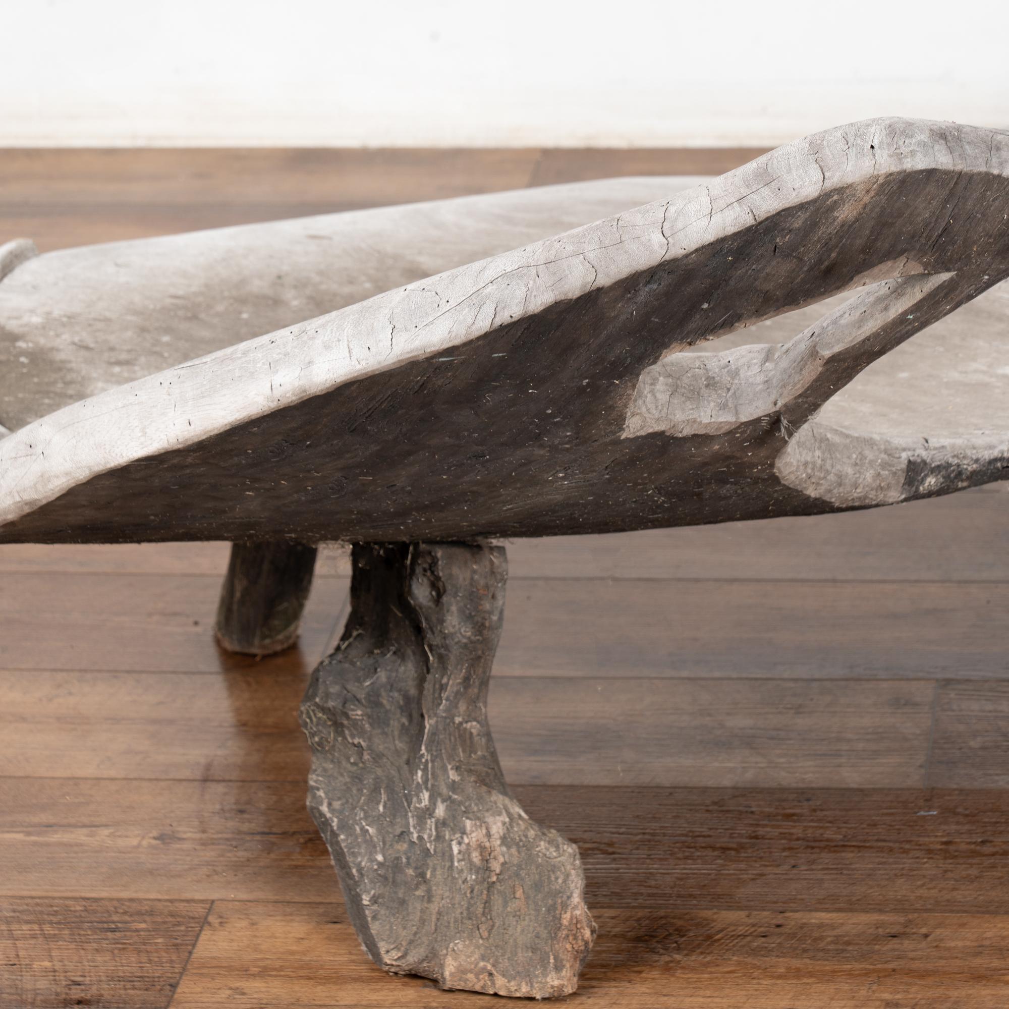Grande panca organica in teak con iguana intagliata, circa 1940-60 in vendita 5