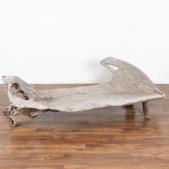 Large Organic Teak Root Bench with Carved Iguana, circa 1940-60