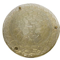 Large Organic Textured Glass Flush Mount by Fischer Leuchten German, 1960s
