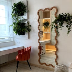 Large Organic Wall Mirror with Sculptural Wavy Frame by Oitoproducts