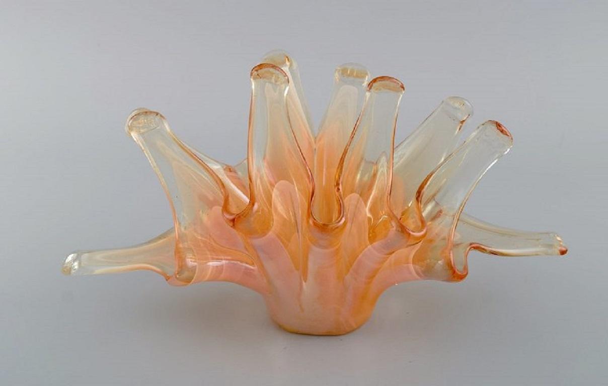 Italian Large Organically Shaped Murano Bowl in Mouth Blown Art Glass, 1960s / 70s
