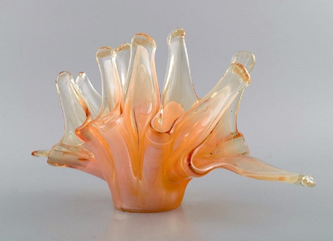 Mid-20th Century Large Organically Shaped Murano Bowl in Mouth Blown Art Glass, 1960s / 70s