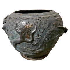 Antique Large Oriental 19th Century Decorated Bronze Jardinière Pot