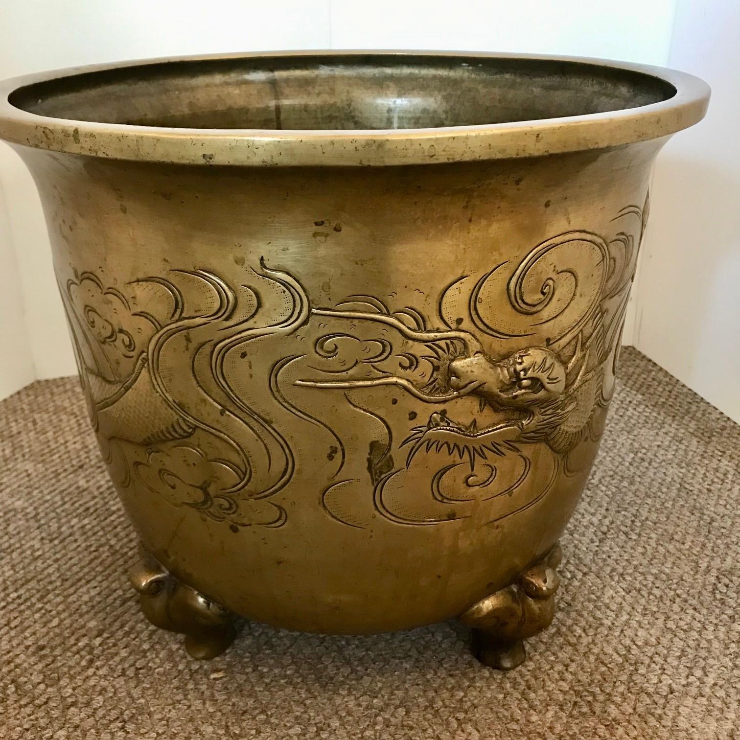 Chinese Large Oriental Brass Hibachi/Jardiniere For Sale