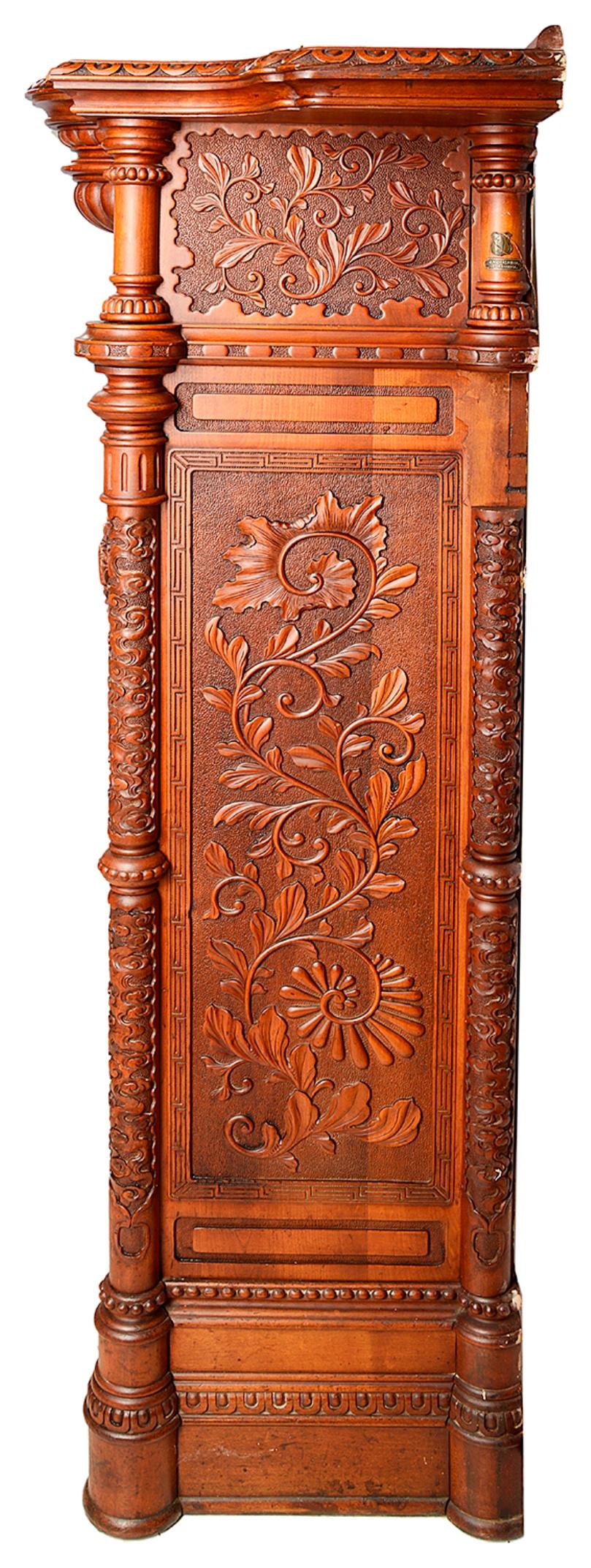 Hand-Carved Large Oriental Carvedwood Fireplace