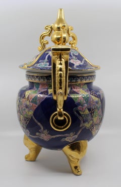 Large Oriental Decorative Two Handled Lidded Urn