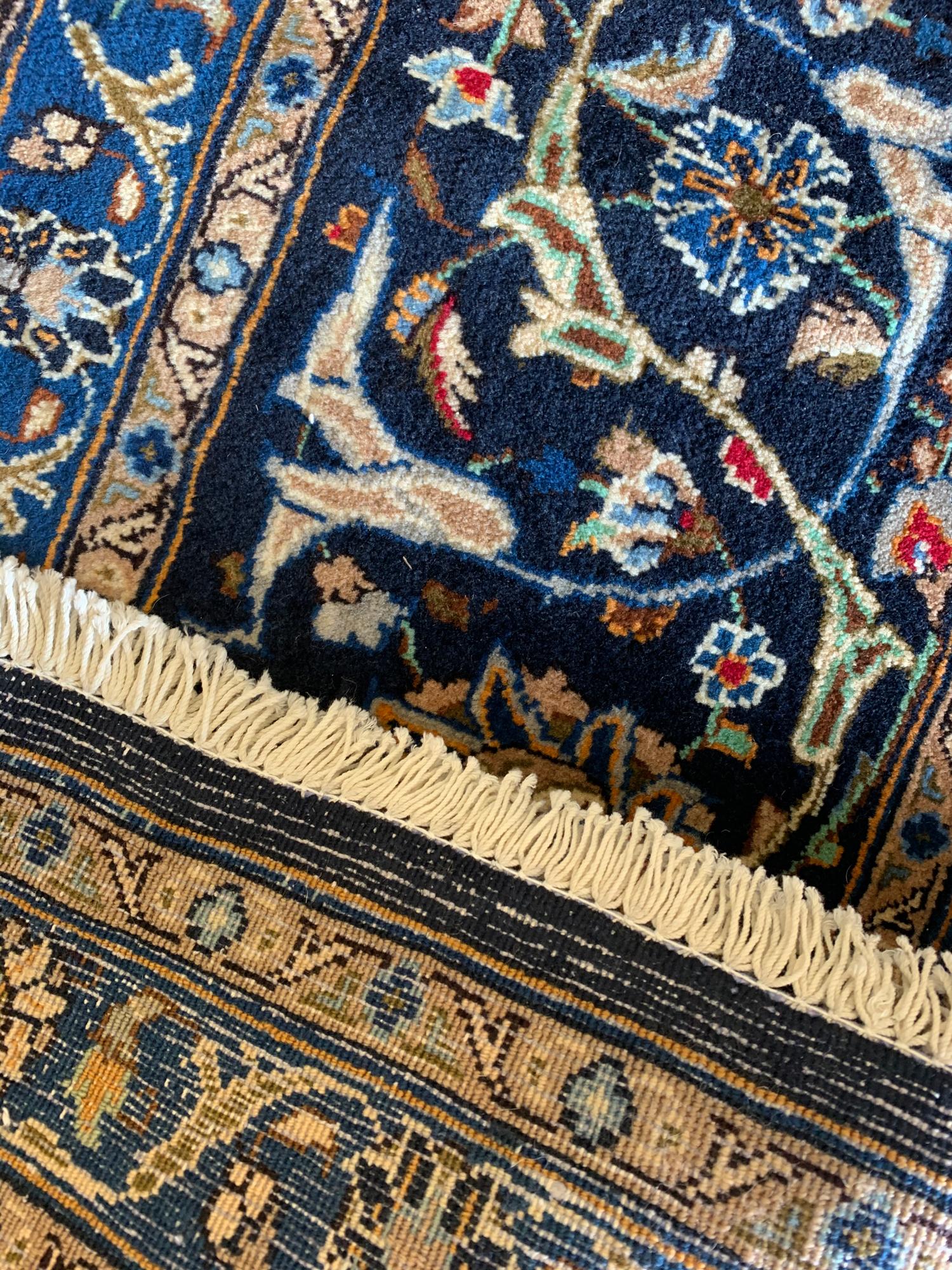 Großer Oriental5 Teppich aus blauer und beiger Wolle im Vintage-Stil im Angebot 3