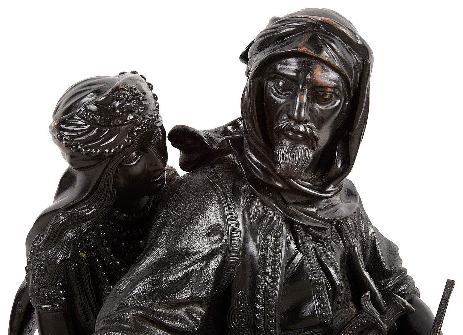 Gran Árabe Orientalista de Bronce y Mujer a Caballo, 'Guillemin en Bueno Estado en Brighton, Sussex