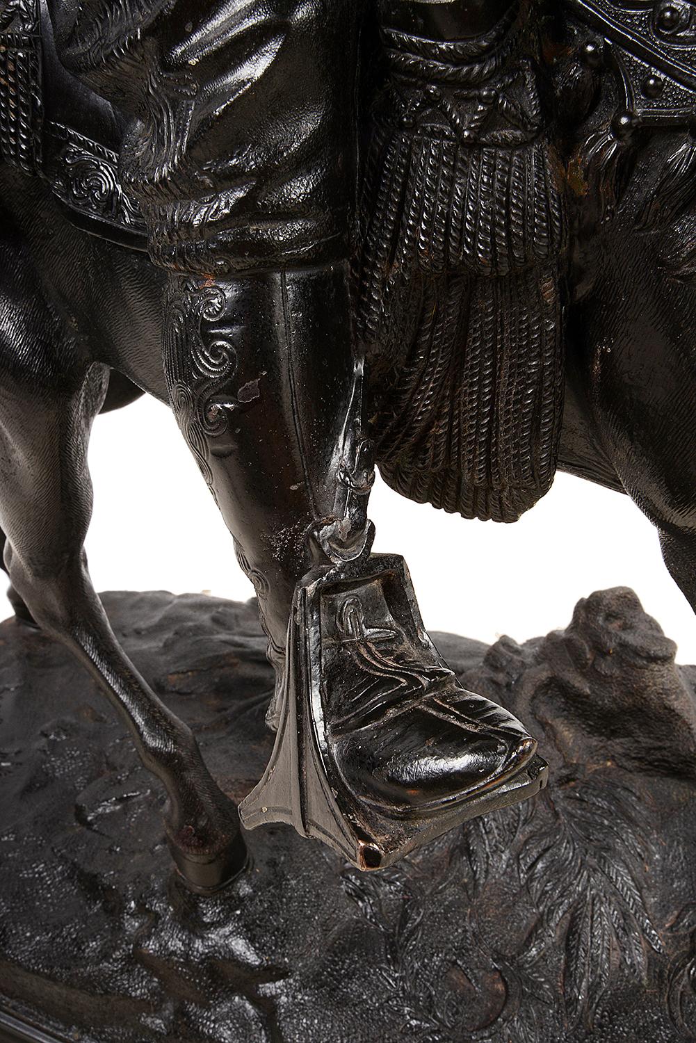 Gran Árabe Orientalista de Bronce y Mujer a Caballo, 'Guillemin 3