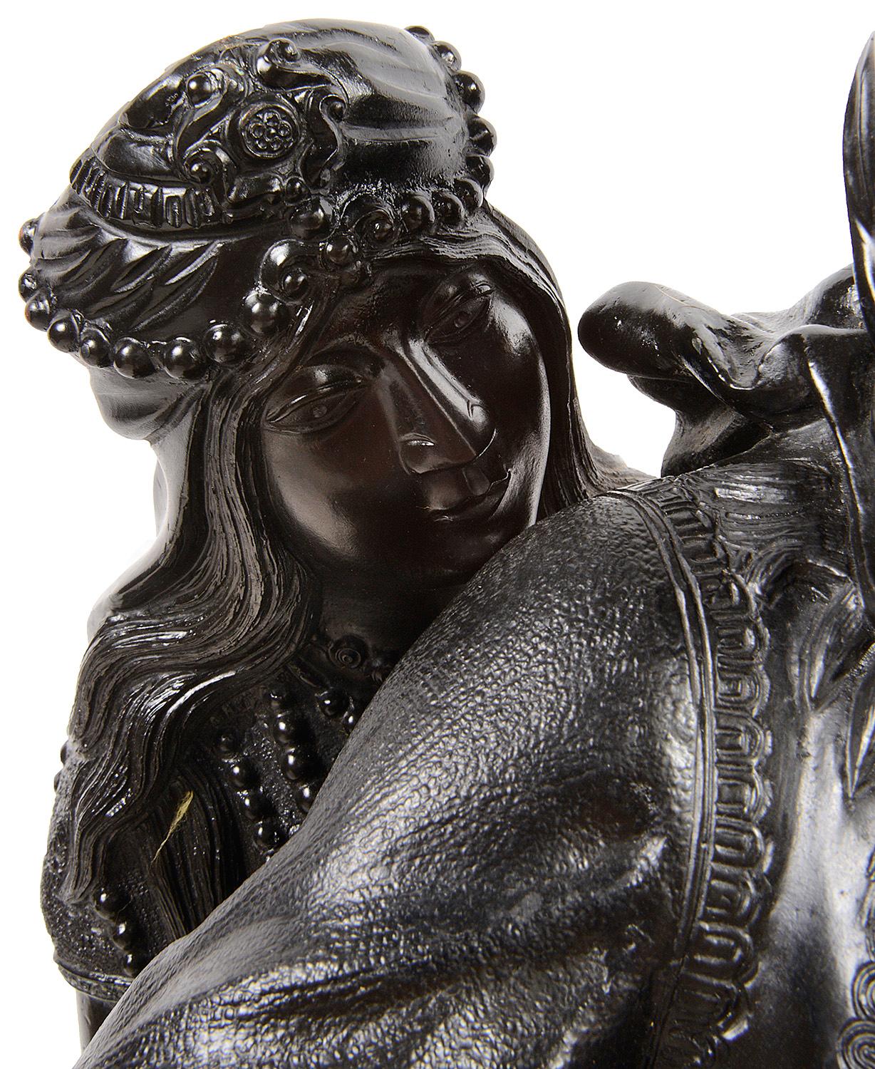 Gran Árabe Orientalista de Bronce y Mujer a Caballo, 'Guillemin 4