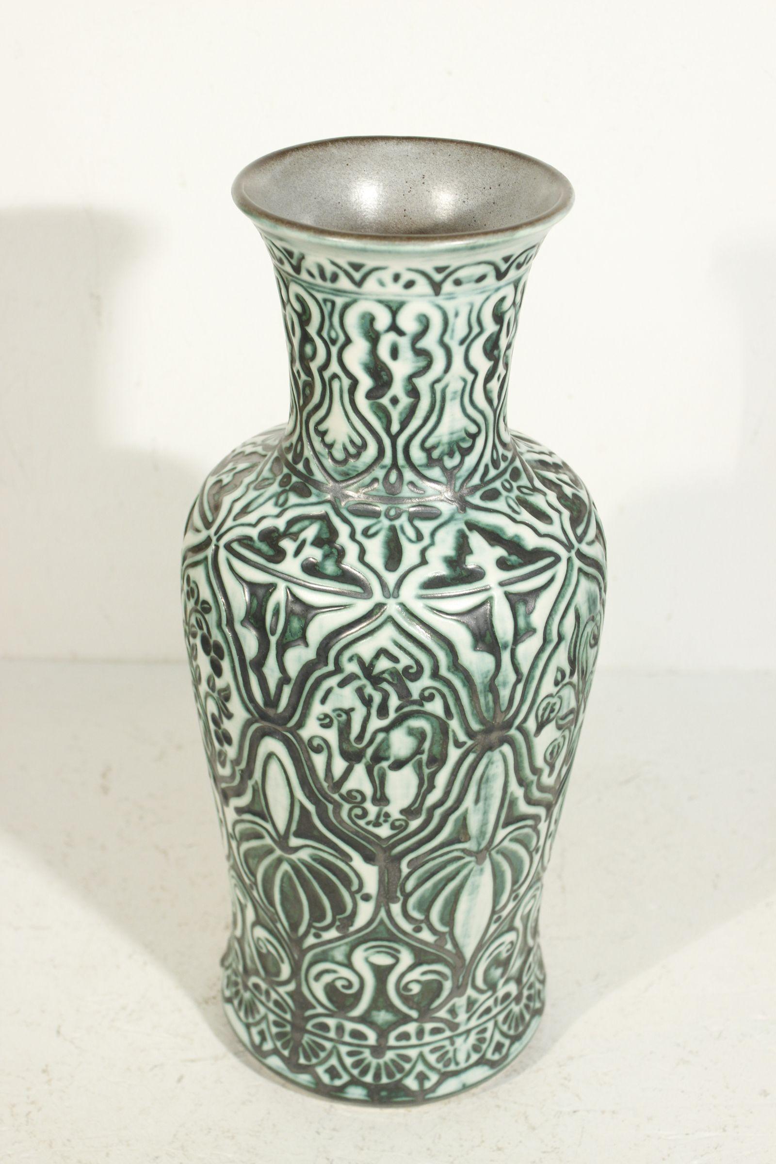Large orientalist ceramic floor vase by Bay Keramik West Germany 1960s In Good Condition For Sale In STRASBOURG, FR