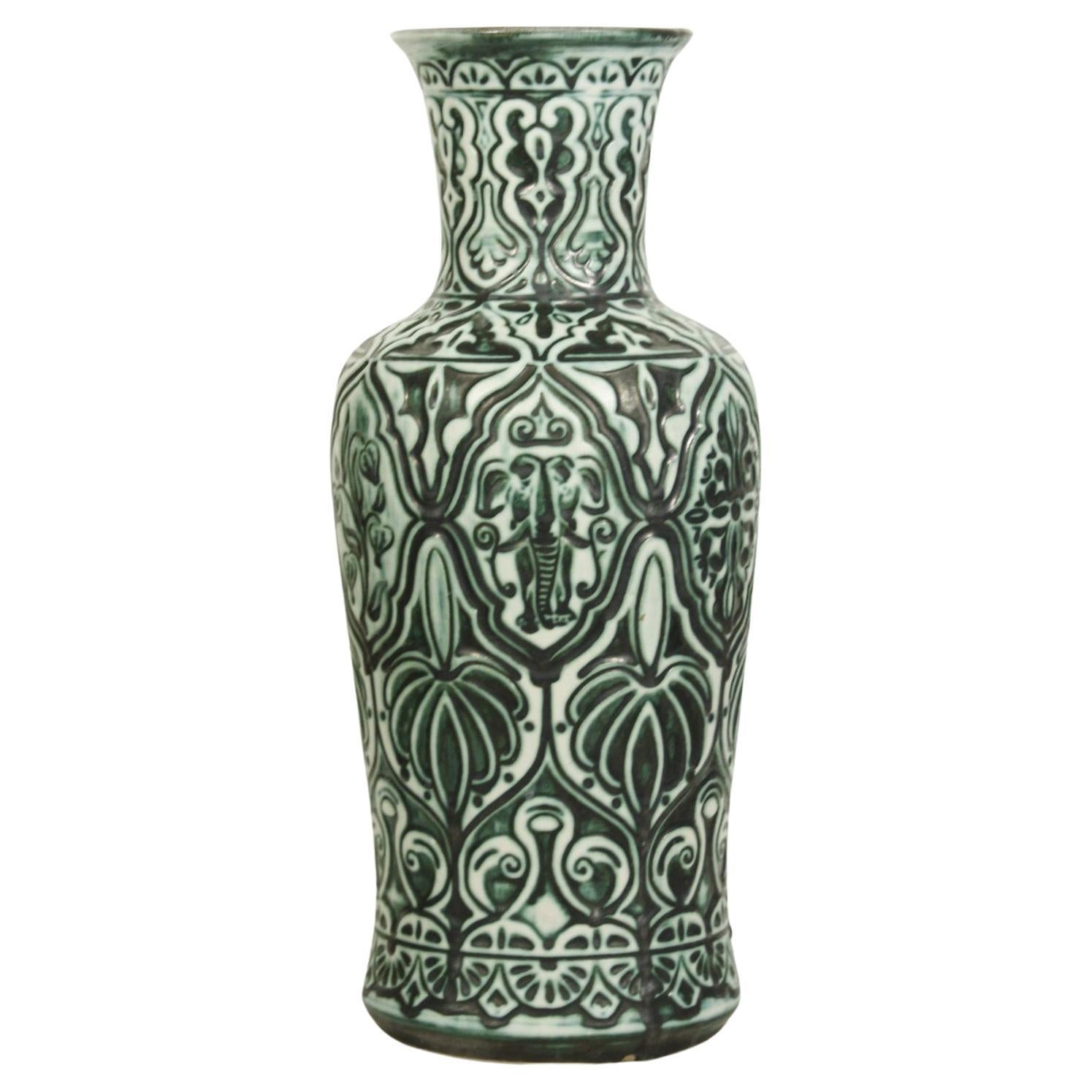 Large orientalist ceramic floor vase by Bay Keramik West Germany 1960s For Sale
