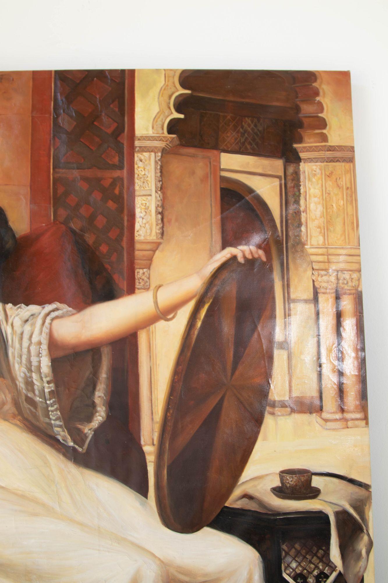 Large Orientalist Eastern Figurative Oil Painting In Fair Condition In North Hollywood, CA