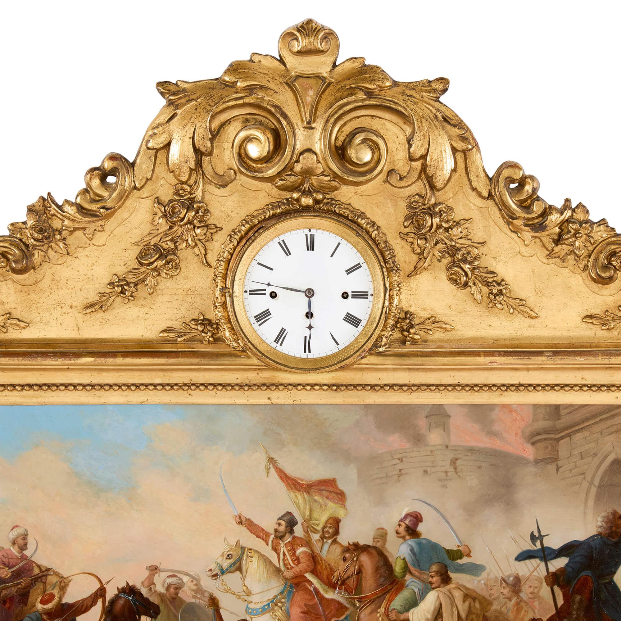 European Large Orientalist Musical Picture Clock after Krafft For Sale