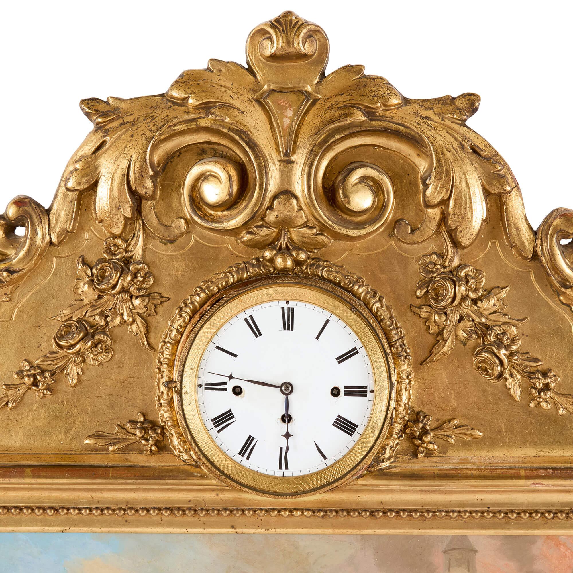 Gilt Large Orientalist Musical Picture Clock after Krafft For Sale