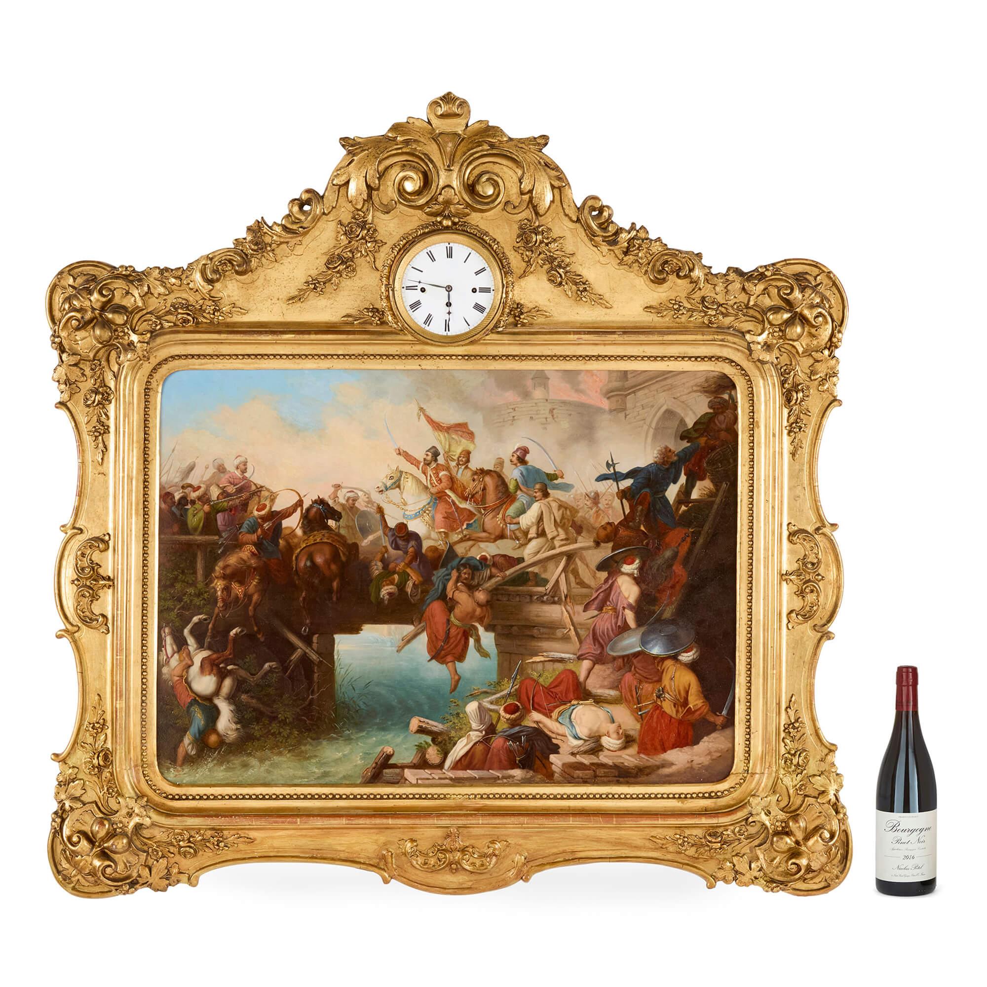 Large Orientalist Musical Picture Clock after Krafft For Sale 1