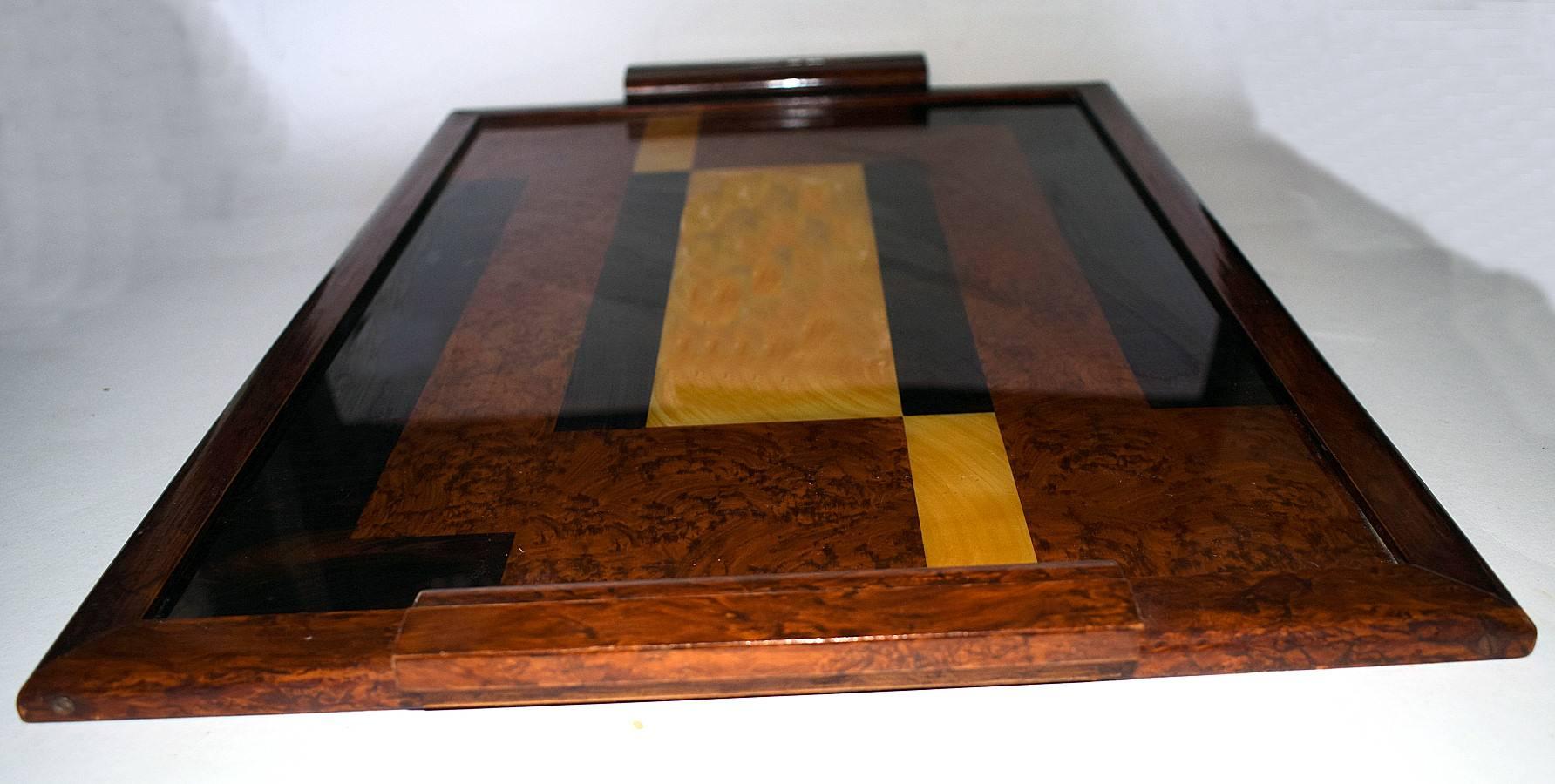 Large Original 1930s Modernist Reverse Painted Tray In Good Condition In Devon, England