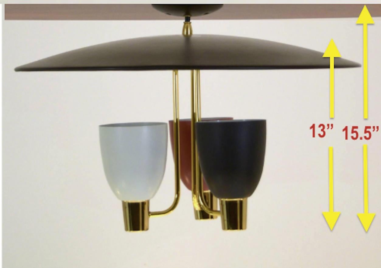Mid-Century Modern Large Original 1953 Pendant Chandelier by Moe Lighting with 3 arms for dining