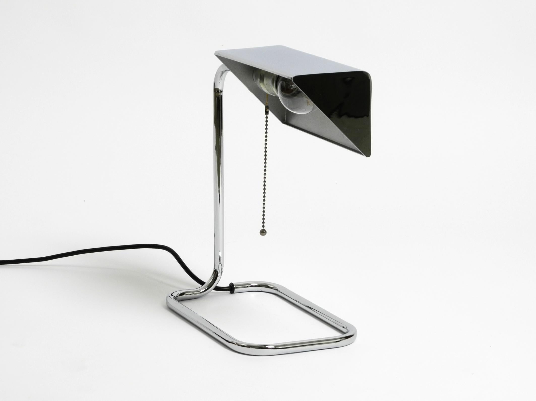 German Large original 1980s chrome table lamp by Florian Schulz For Sale