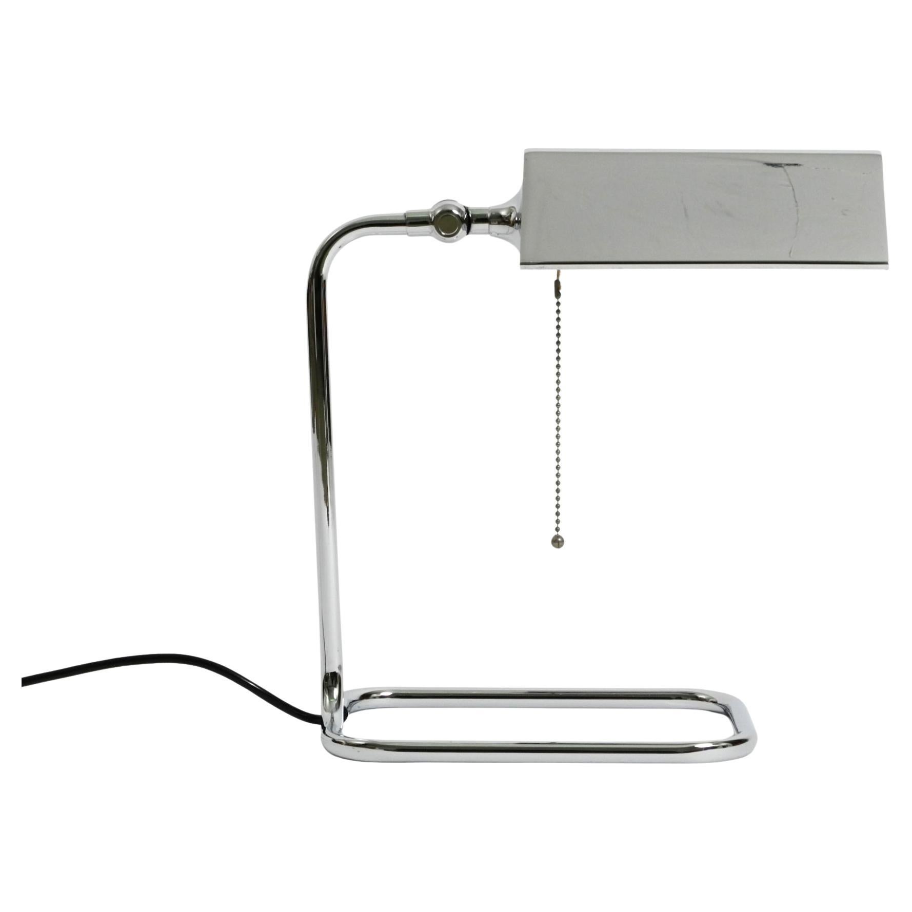Large original 1980s chrome table lamp by Florian Schulz For Sale