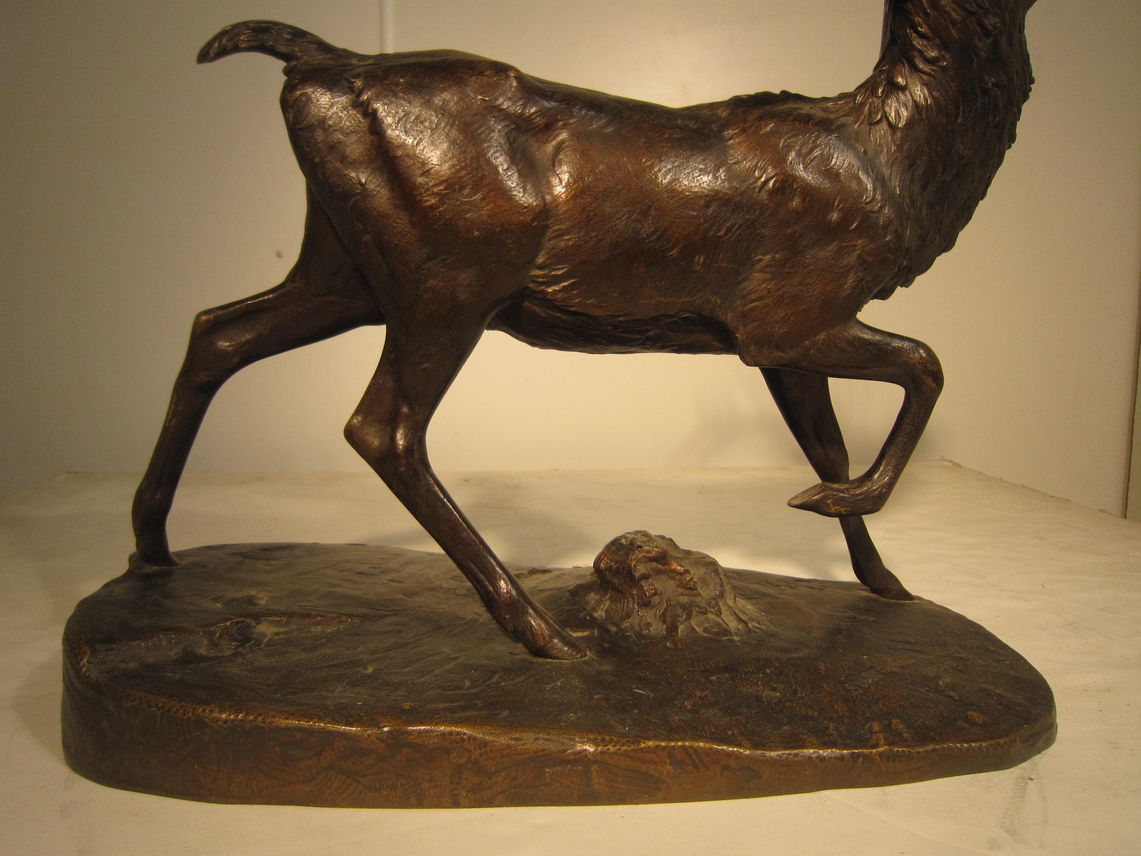 Large Original 19th Century Bronze Elk by Antoine-Louis Barye 2