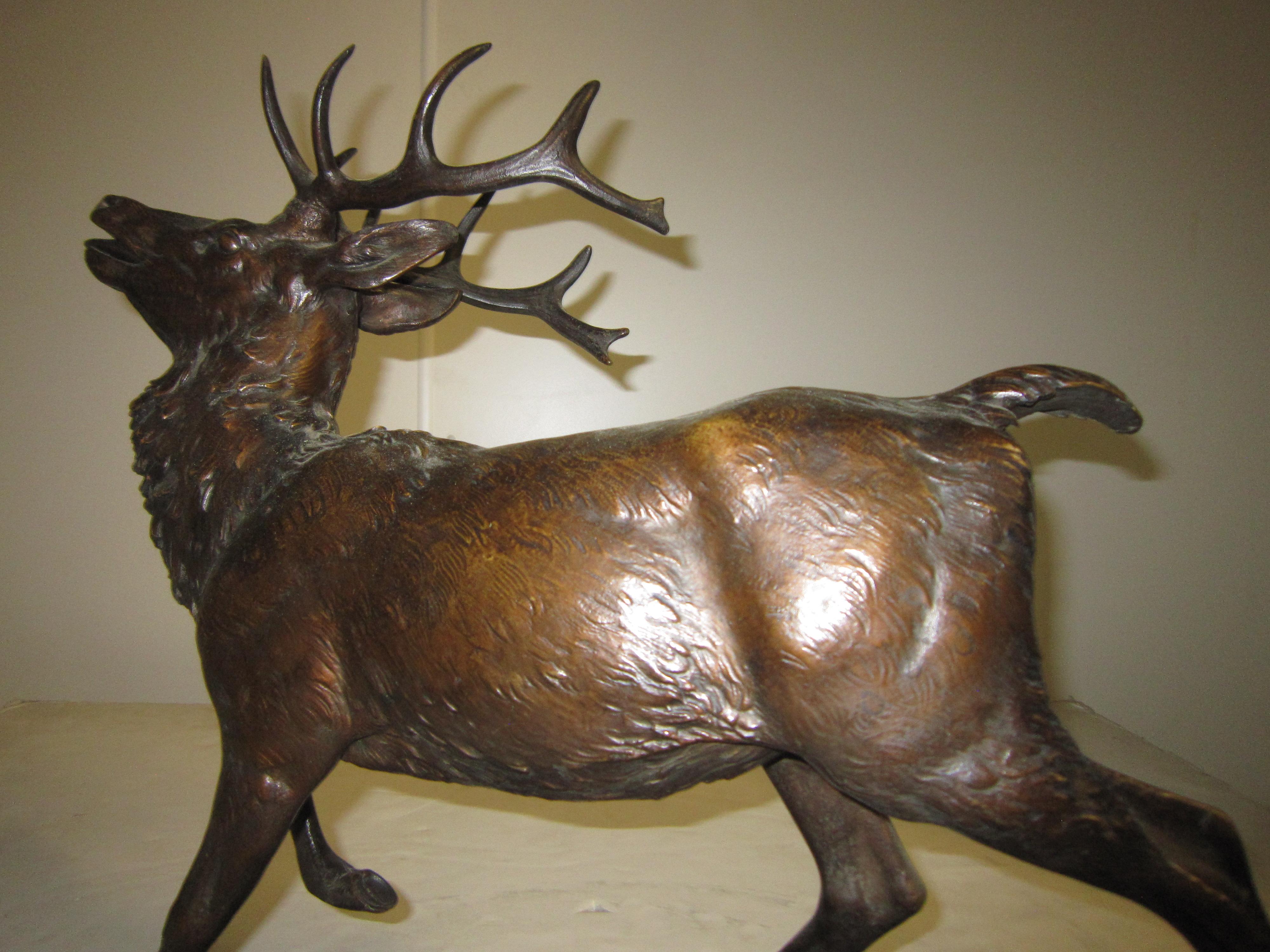 Large Original 19th Century Bronze Elk by Antoine-Louis Barye 5