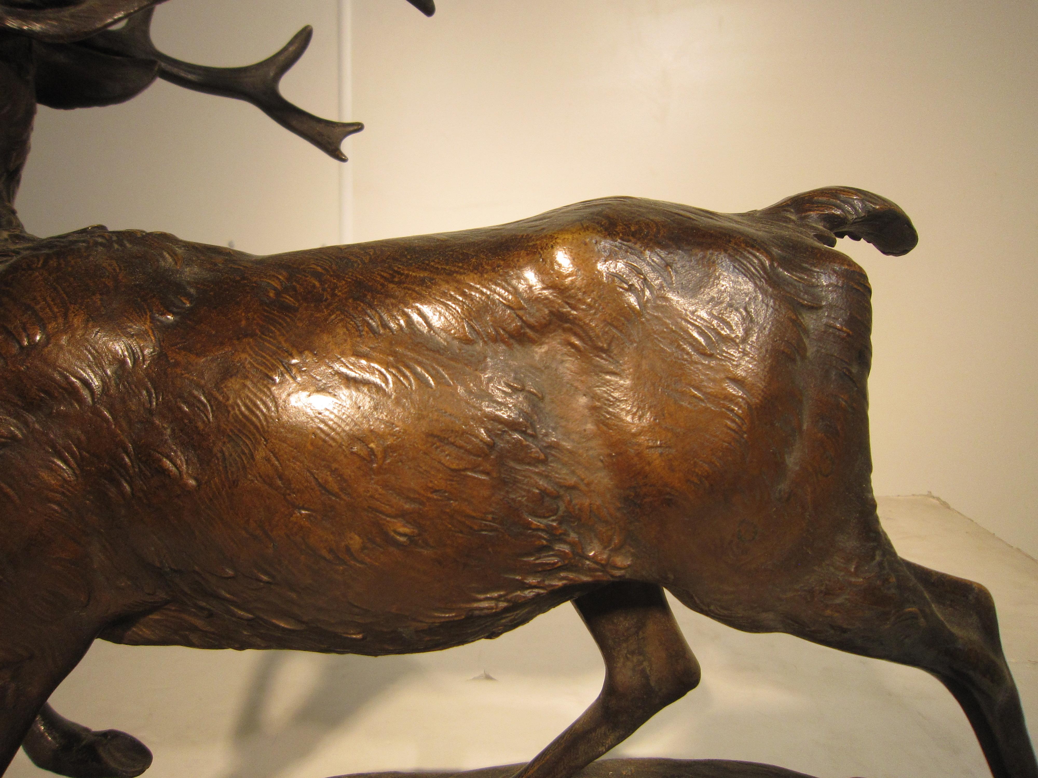 Large Original 19th Century Bronze Elk by Antoine-Louis Barye In Good Condition In New York City, NY
