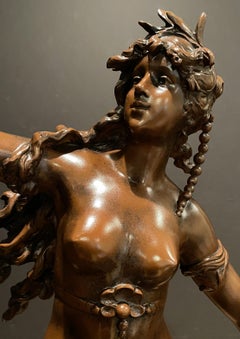Large Original 19th Century Patinated Spelter Sculpture by Moreau